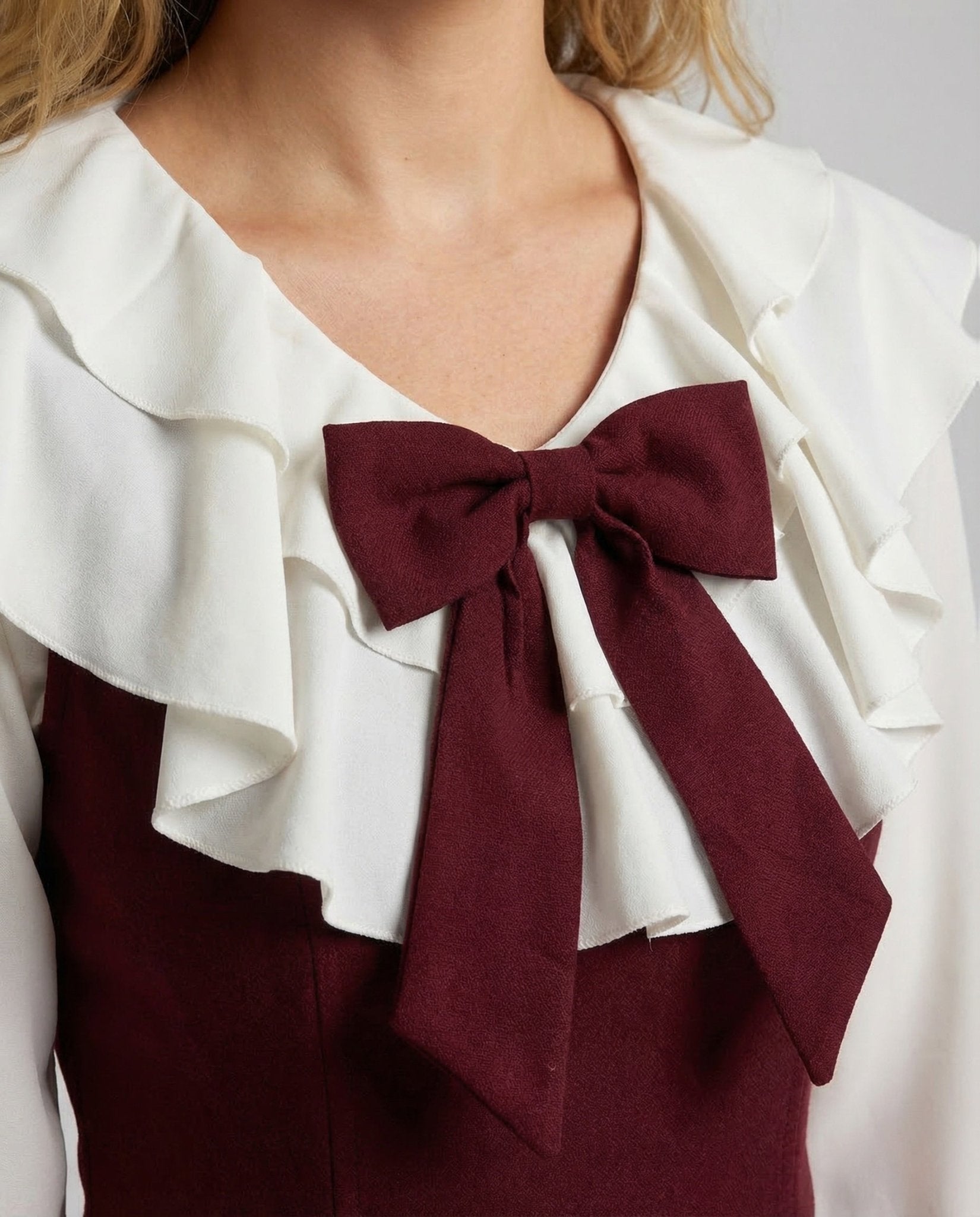 Women Retro Mini Dress Ruffle Collar - Chichicherry