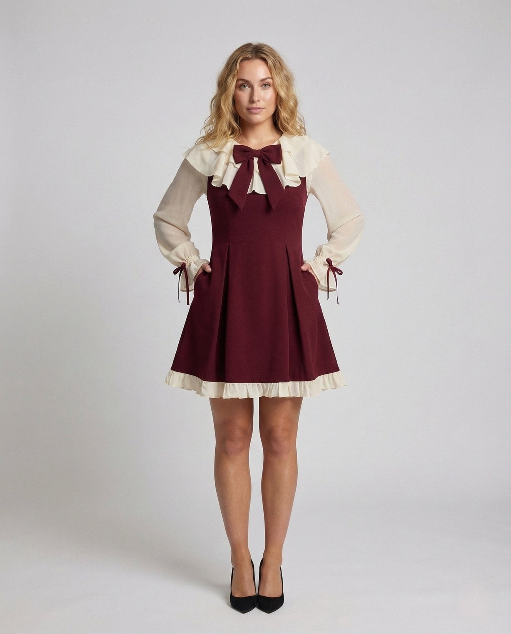 Women Romantic Two-Piece Dress - Chichicherry