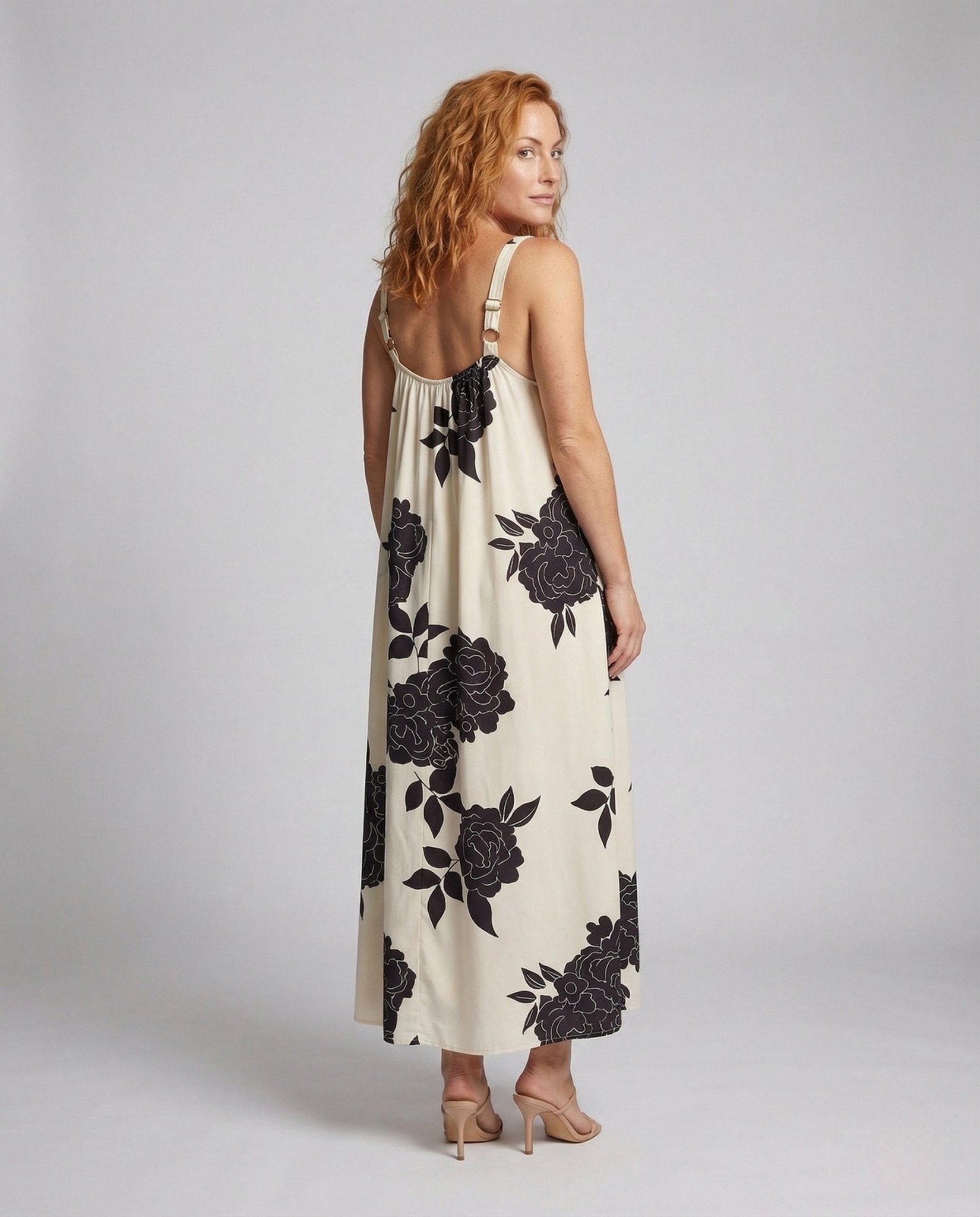 Women Satin Lounge Maxi Dress with Print - Chichicherry