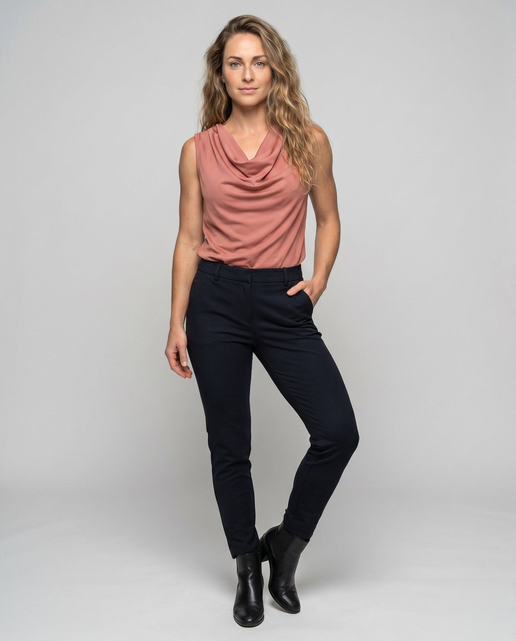 Women sleeveless Cowl-Neck top - Chichicherry