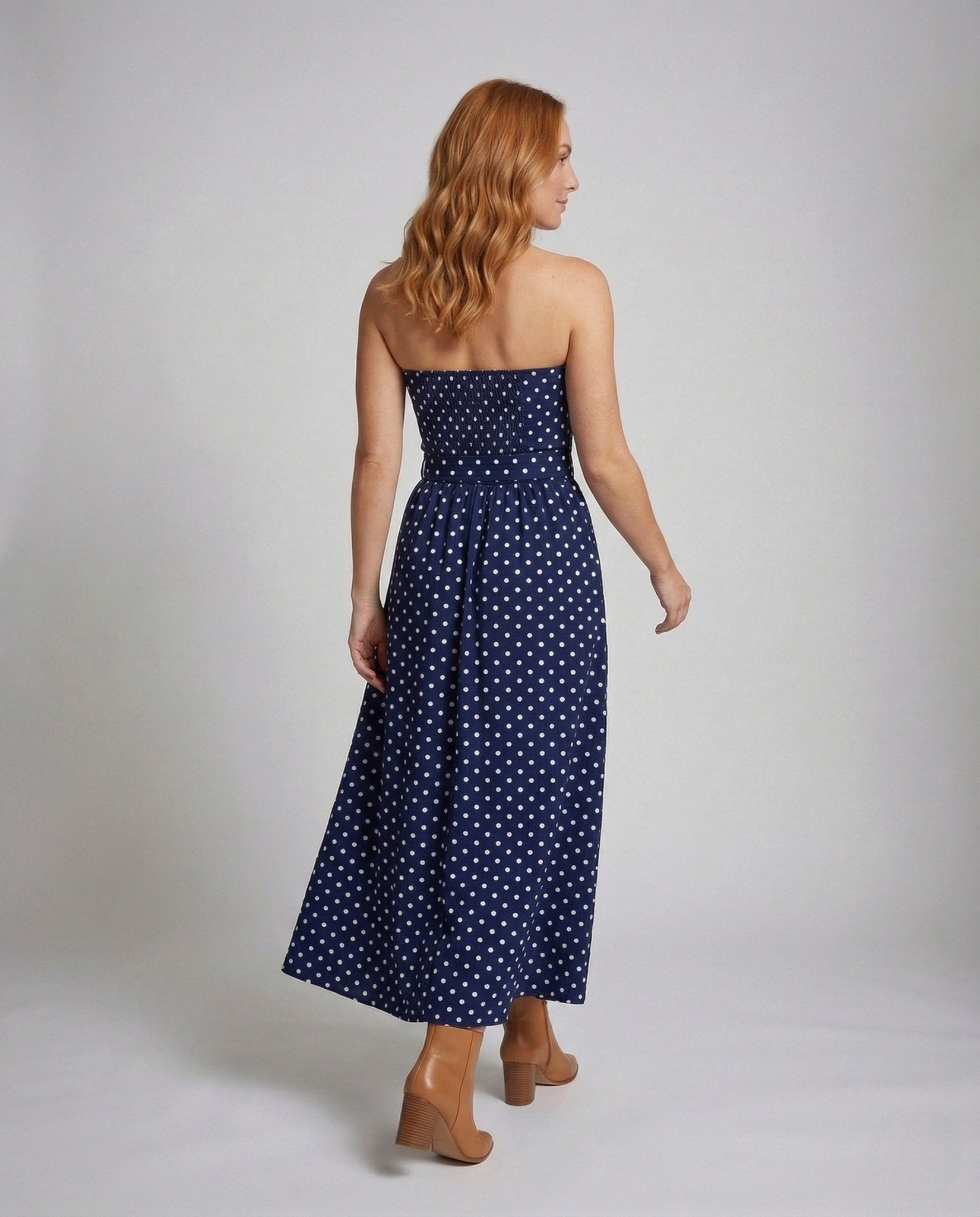 Women Strapless Maxi Dress with Boning - Chichicherry