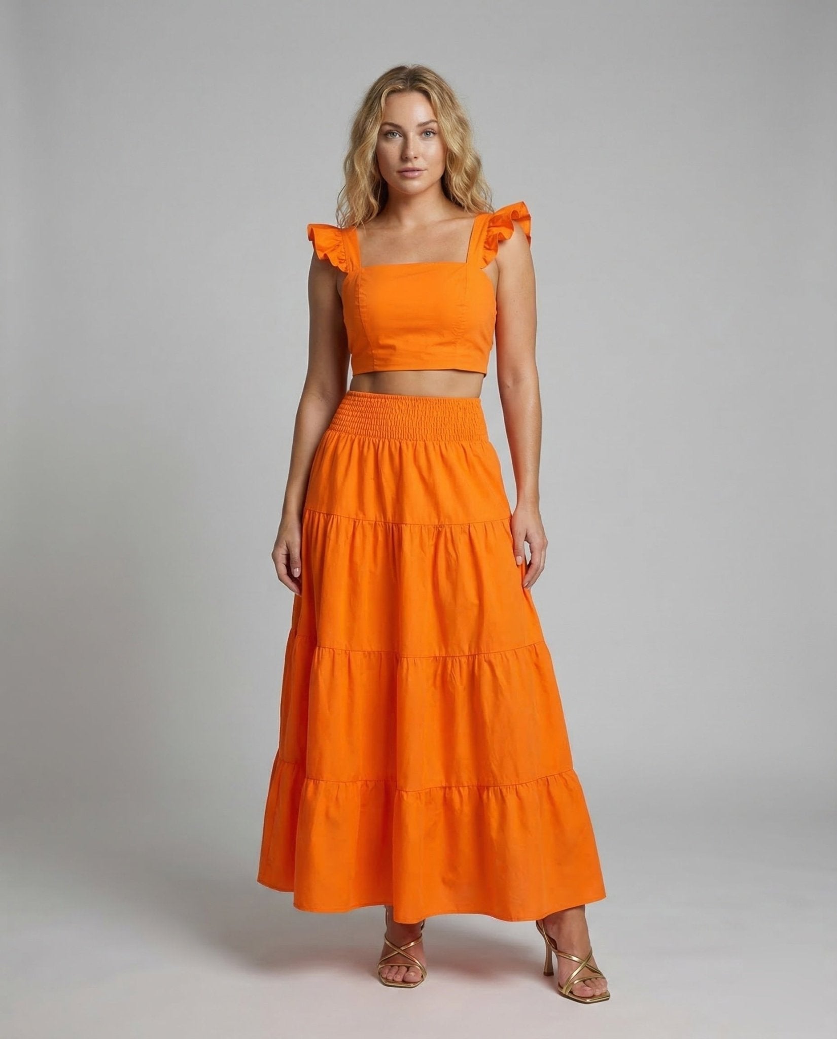 Women Summer Set Crop Top Maxi Skirt - Chichicherry