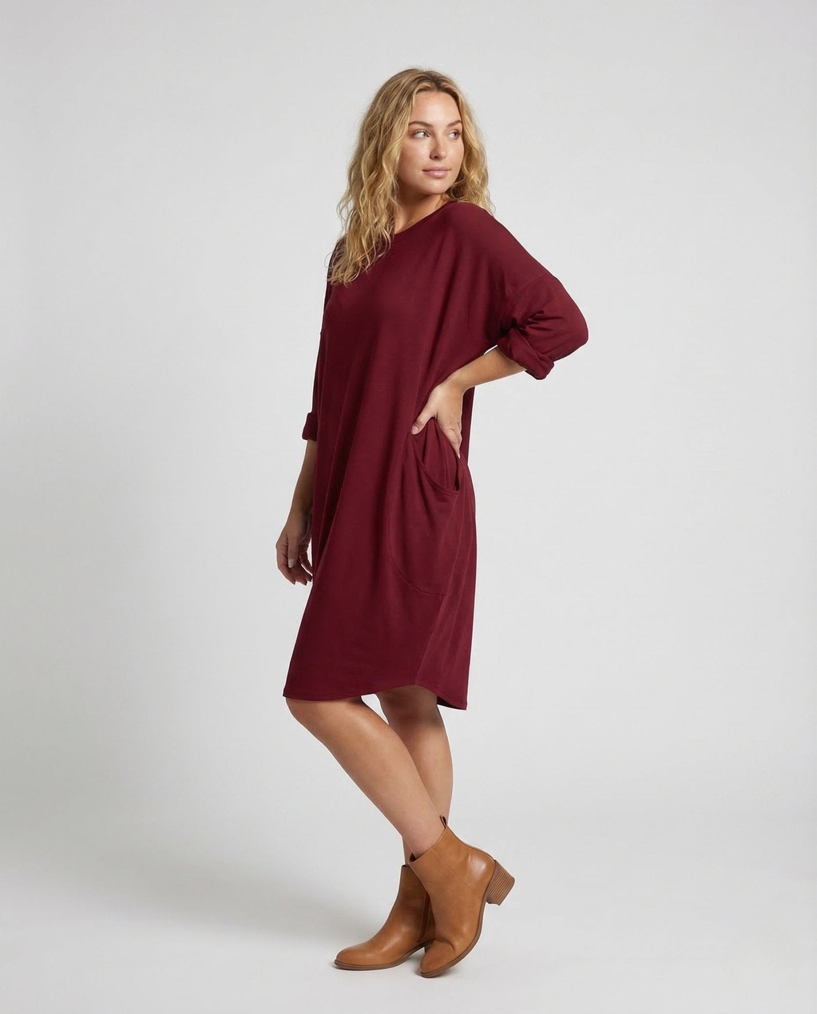 Women Tunic Dress Viscose Pockets - Chichicherry
