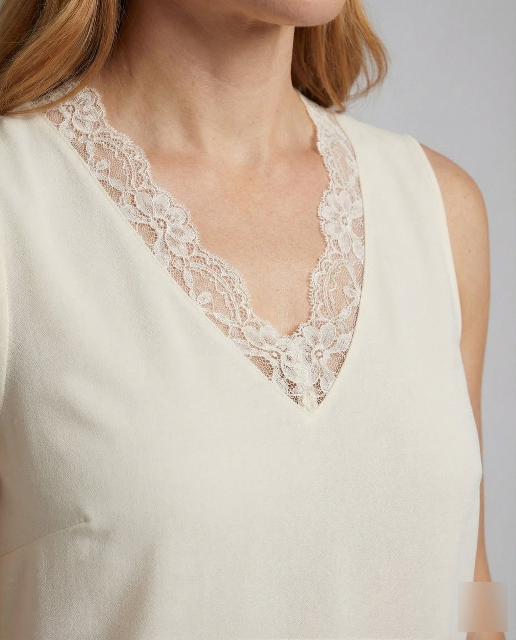 Women V Neck Blouse Lace - Chichicherry