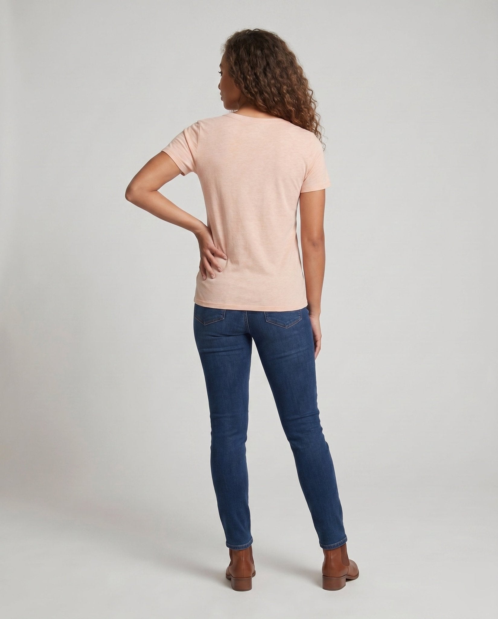 Women V neck T-shirt with decorative texture detail and chest pocket - Chichicherry