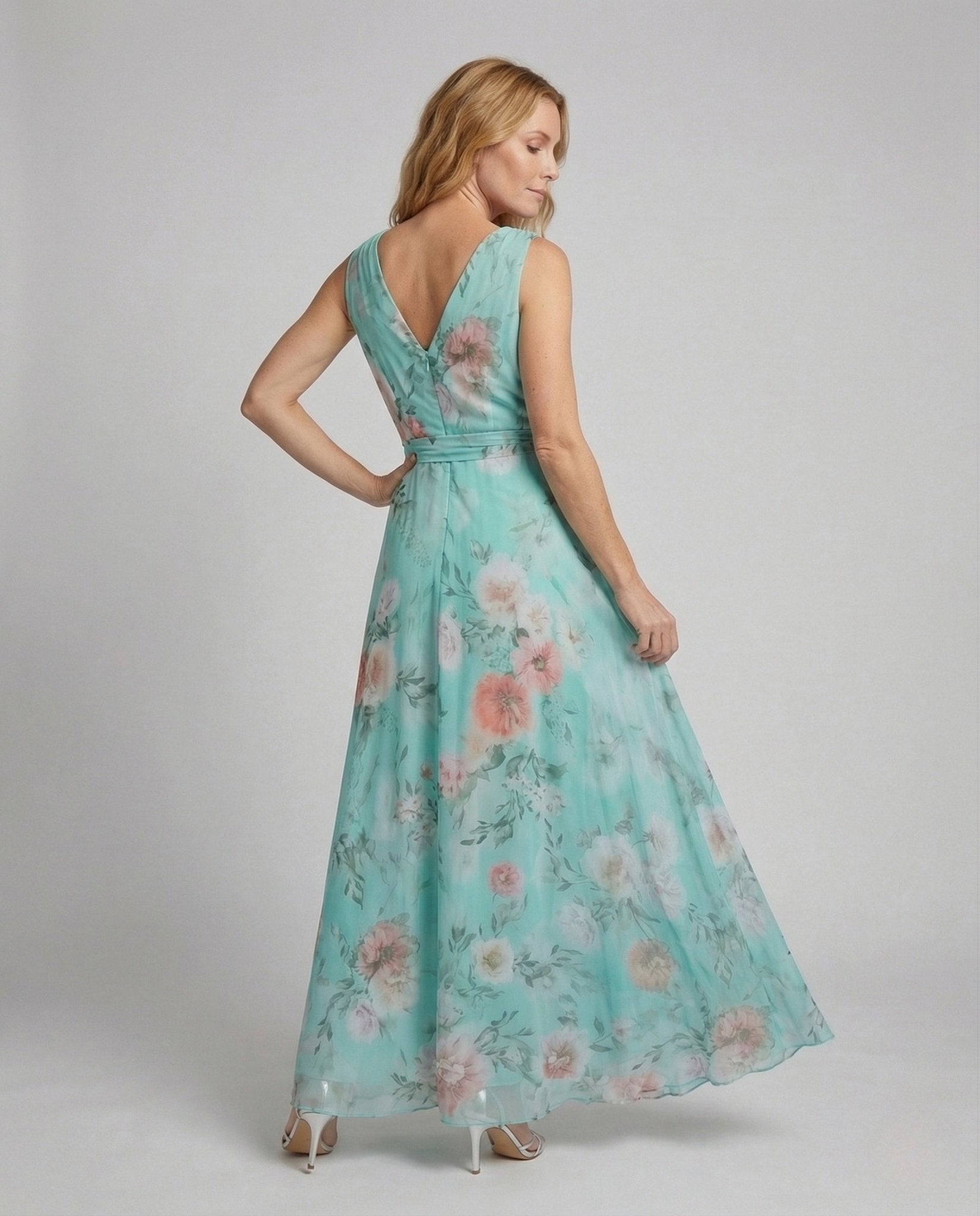 Women Wrap Maxi Dress made of Chiffon - Chichicherry