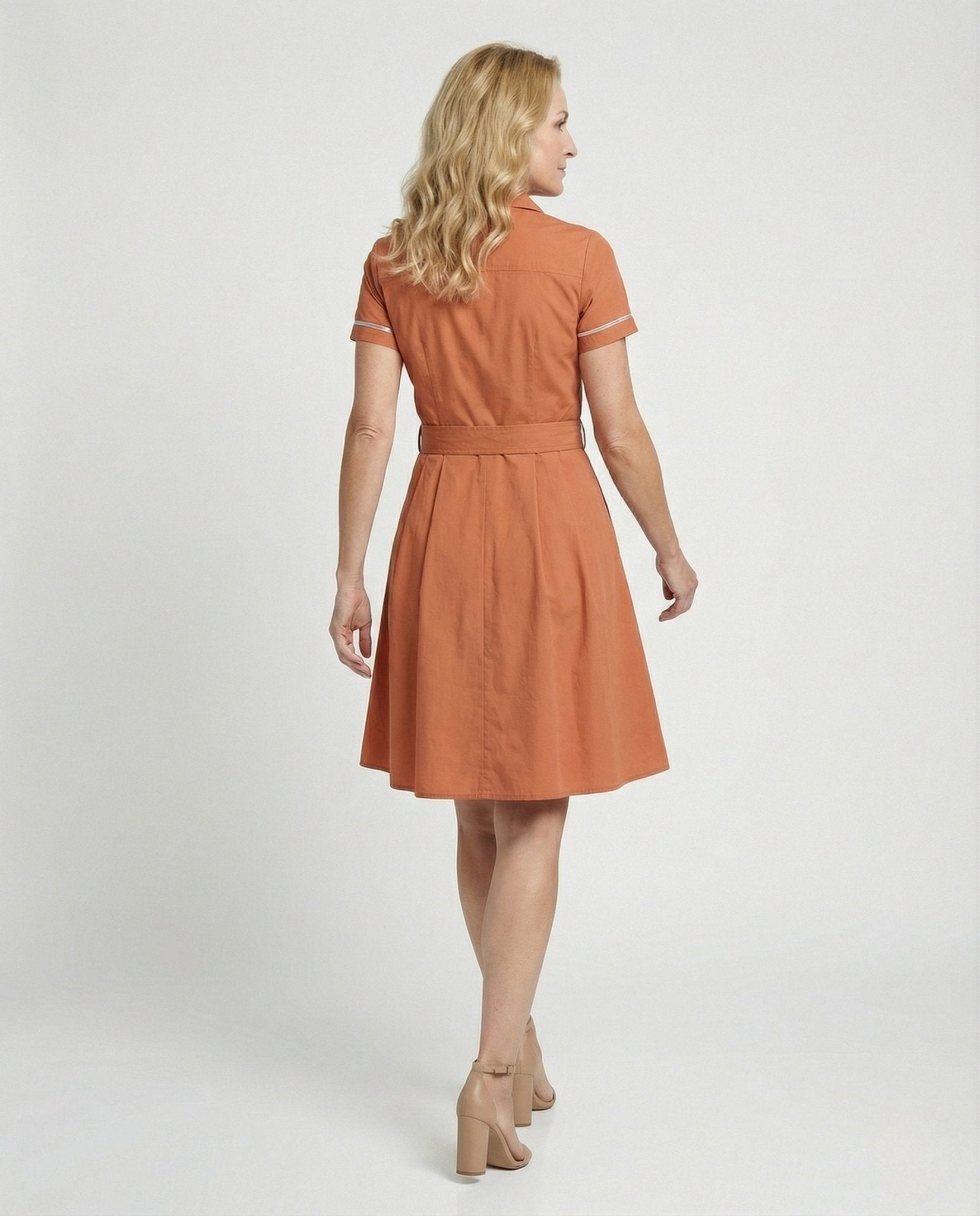 Women's A-Line Dress with Stand Collar - Chichicherry