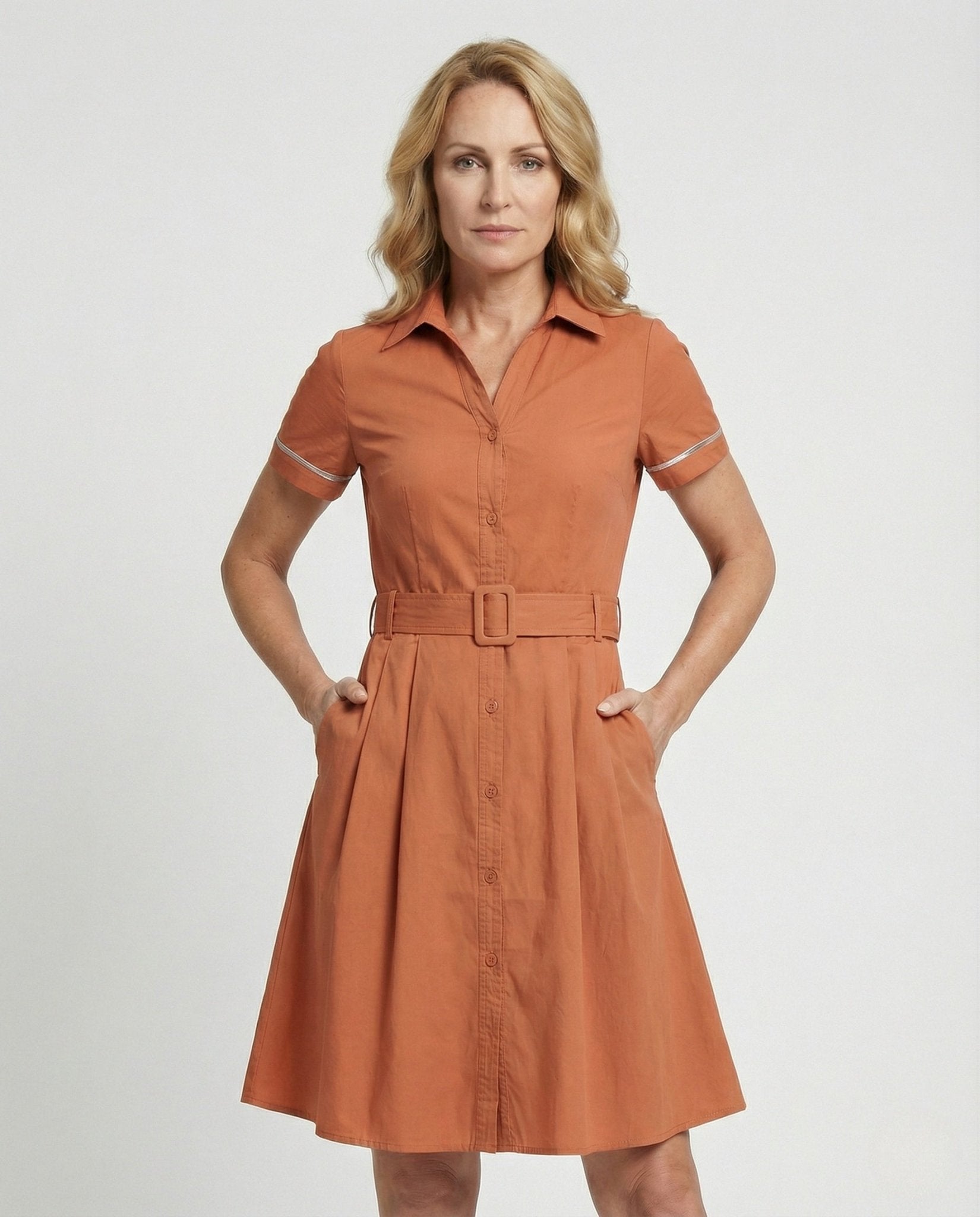 Women's A-Line Dress with Stand Collar - Chichicherry