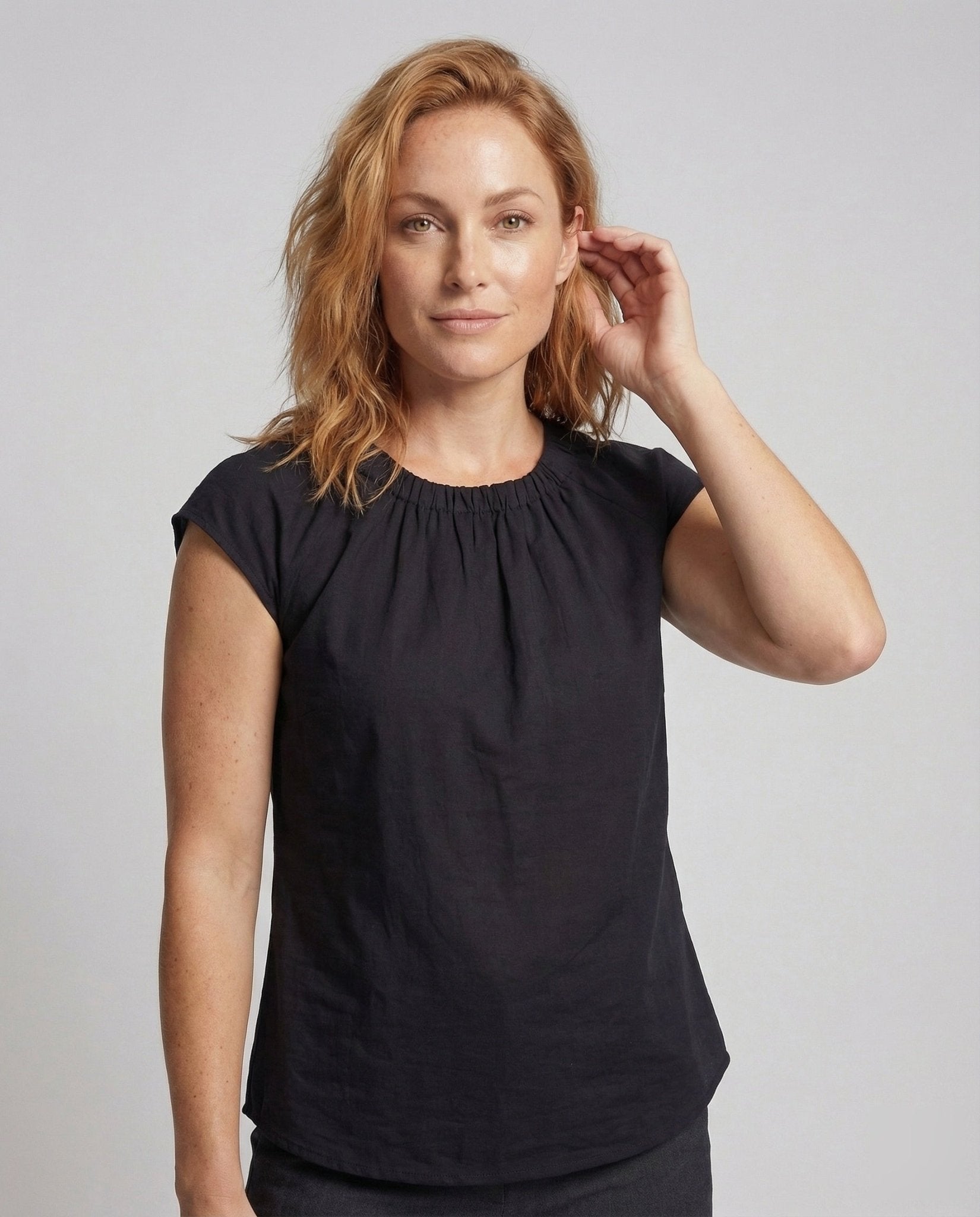 Women's A-Line Top with Round Neckline - Chichicherry