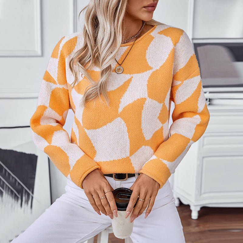 Women's Abstract Patterned Knit Pullover - Chichicherry