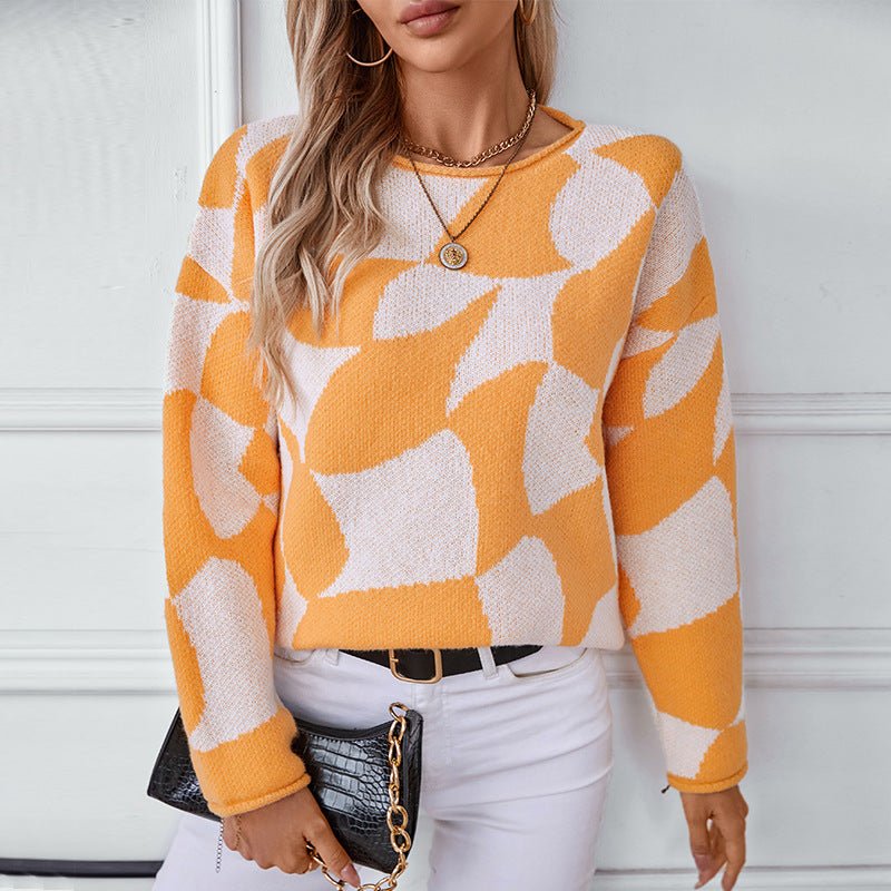 Women's Abstract Patterned Knit Pullover - Chichicherry