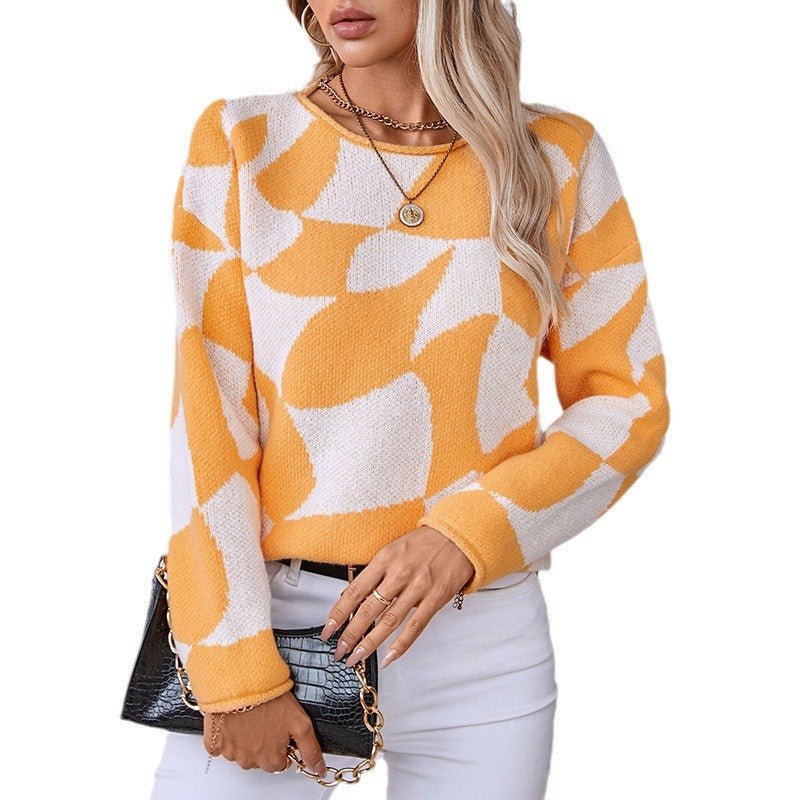 Women's Abstract Patterned Knit Pullover - Chichicherry