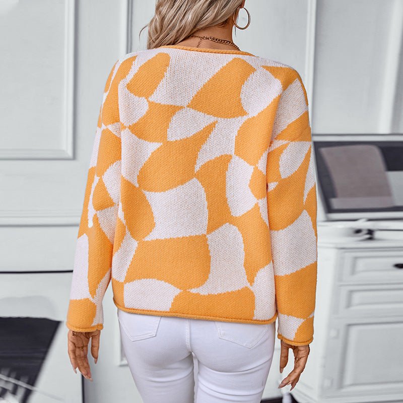 Women's Abstract Patterned Knit Pullover - Chichicherry