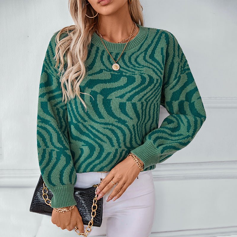 Women's Abstract Patterned Knit Pullover Sweater