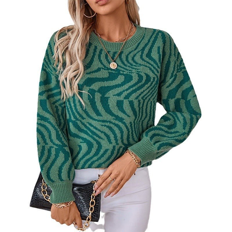 Women's Abstract Patterned Knit Pullover Sweater - Chichicherry