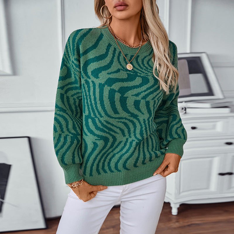 Women's Abstract Patterned Knit Pullover Sweater - Chichicherry