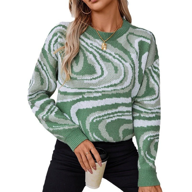 Women's Abstract Patterned Knit Sweater - Chichicherry