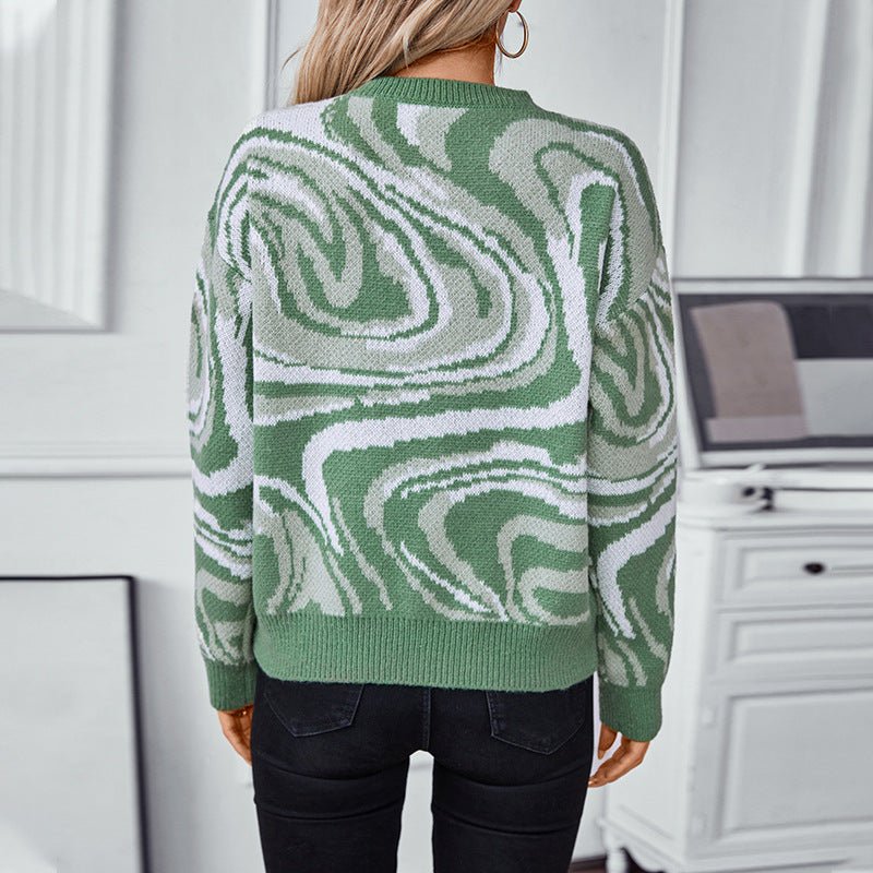 Women's Abstract Patterned Knit Sweater - Chichicherry