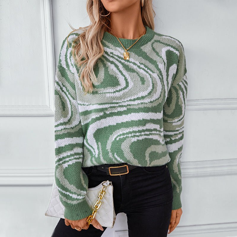 Women's Abstract Patterned Knit Sweater - Chichicherry