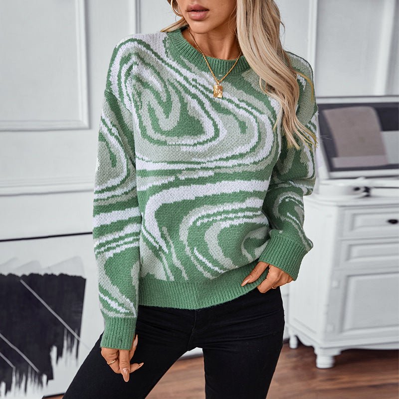 Women's Abstract Patterned Knit Sweater - Chichicherry