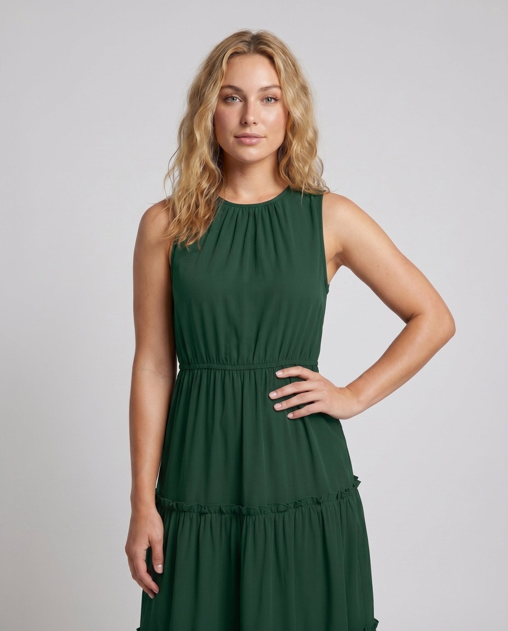 Women's airy maxi dress with elegant ruffles - Chichicherry