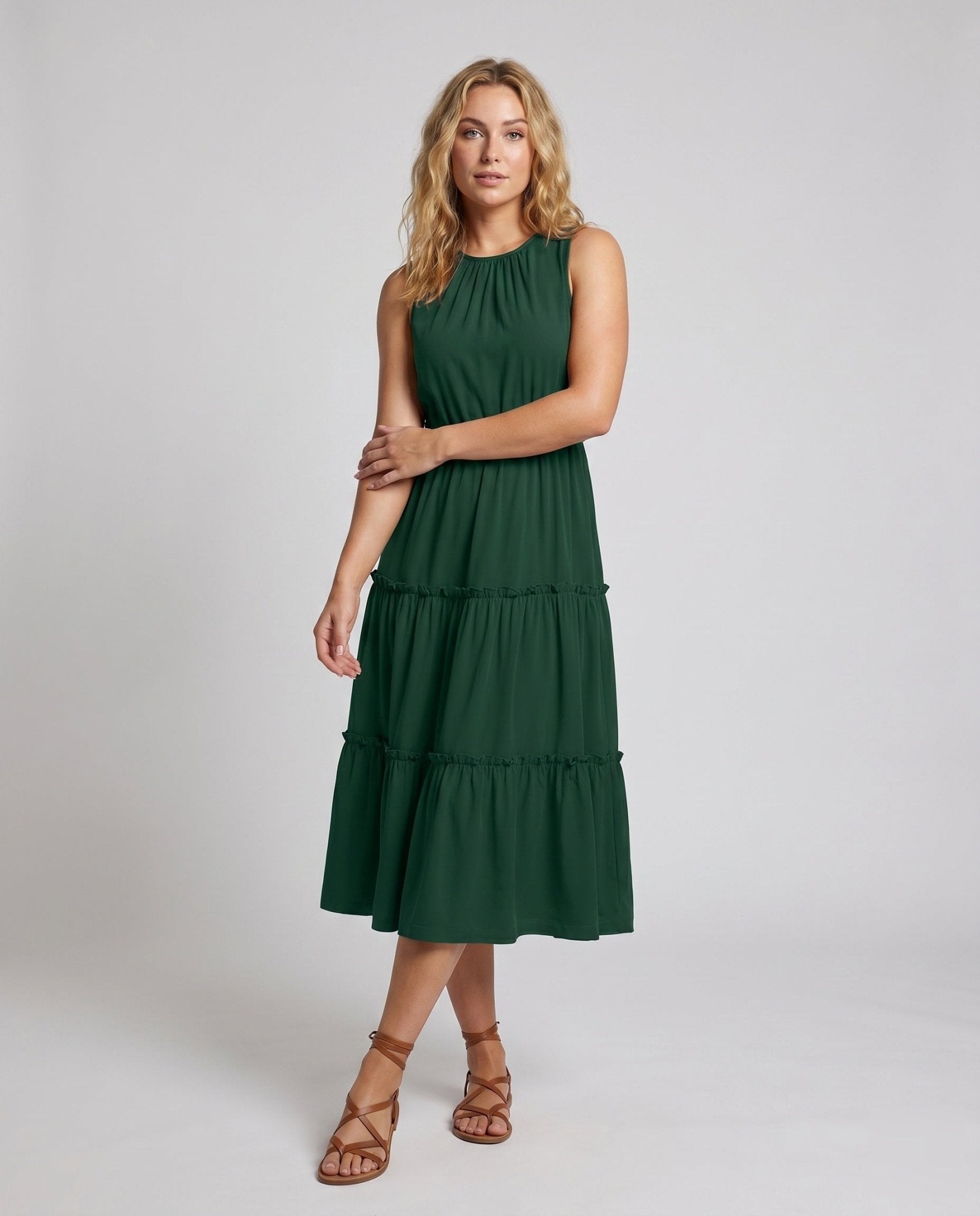 Women's airy maxi dress with elegant ruffles - Chichicherry