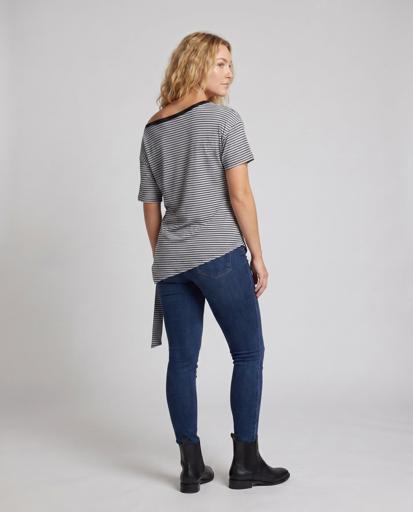 Women's asymmetrical wrap top with decorative knot detail - Chichicherry