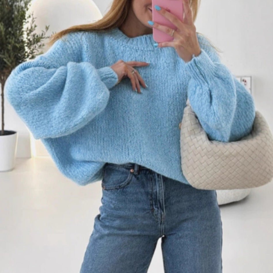 Women's Balloon Sleeve Knit Pullover - Chichicherry