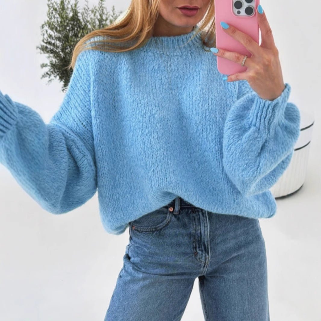 Women's Balloon Sleeve Knit Pullover - Chichicherry