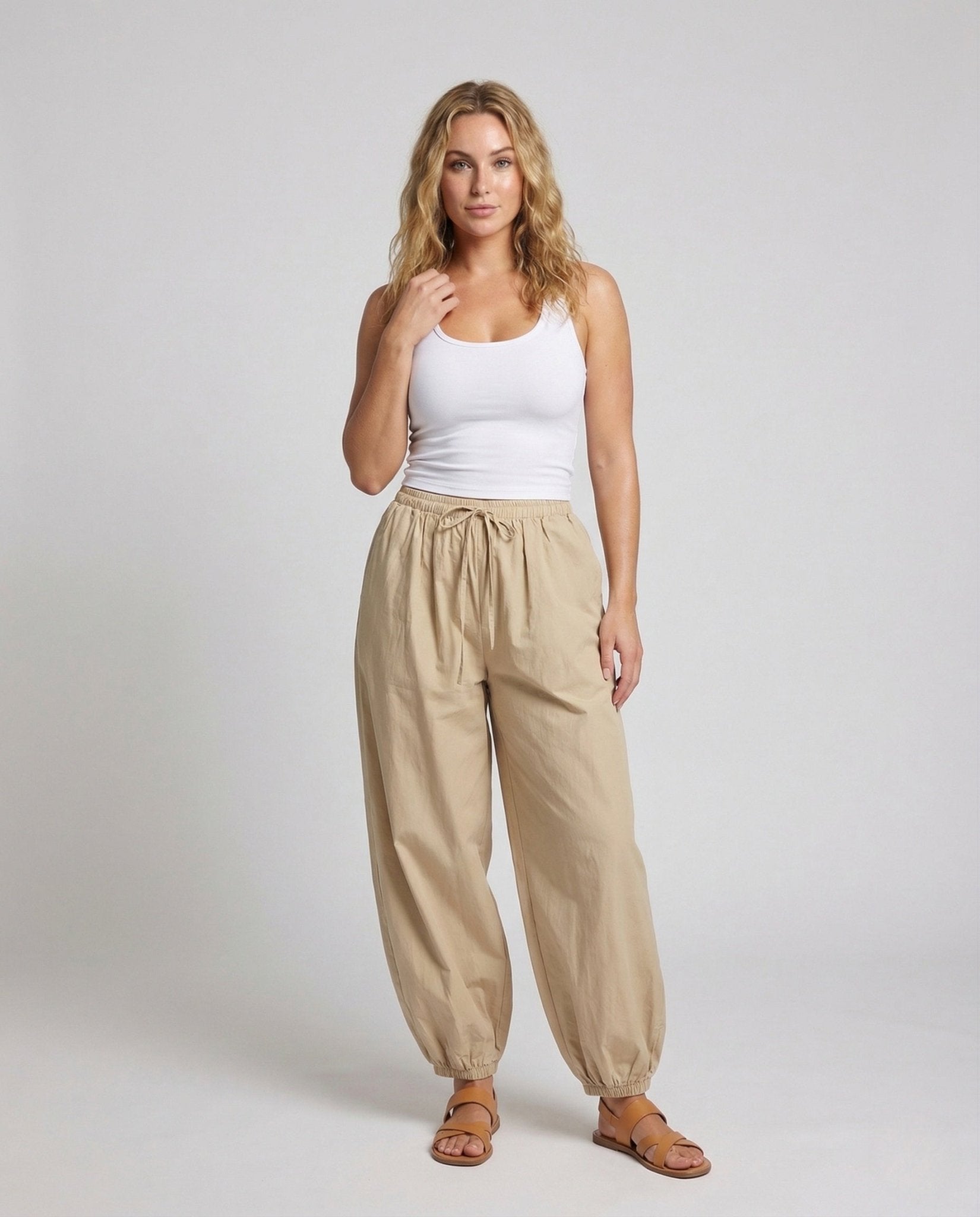 Women's Bandeau Croptop Harem Pants Set - Chichicherry