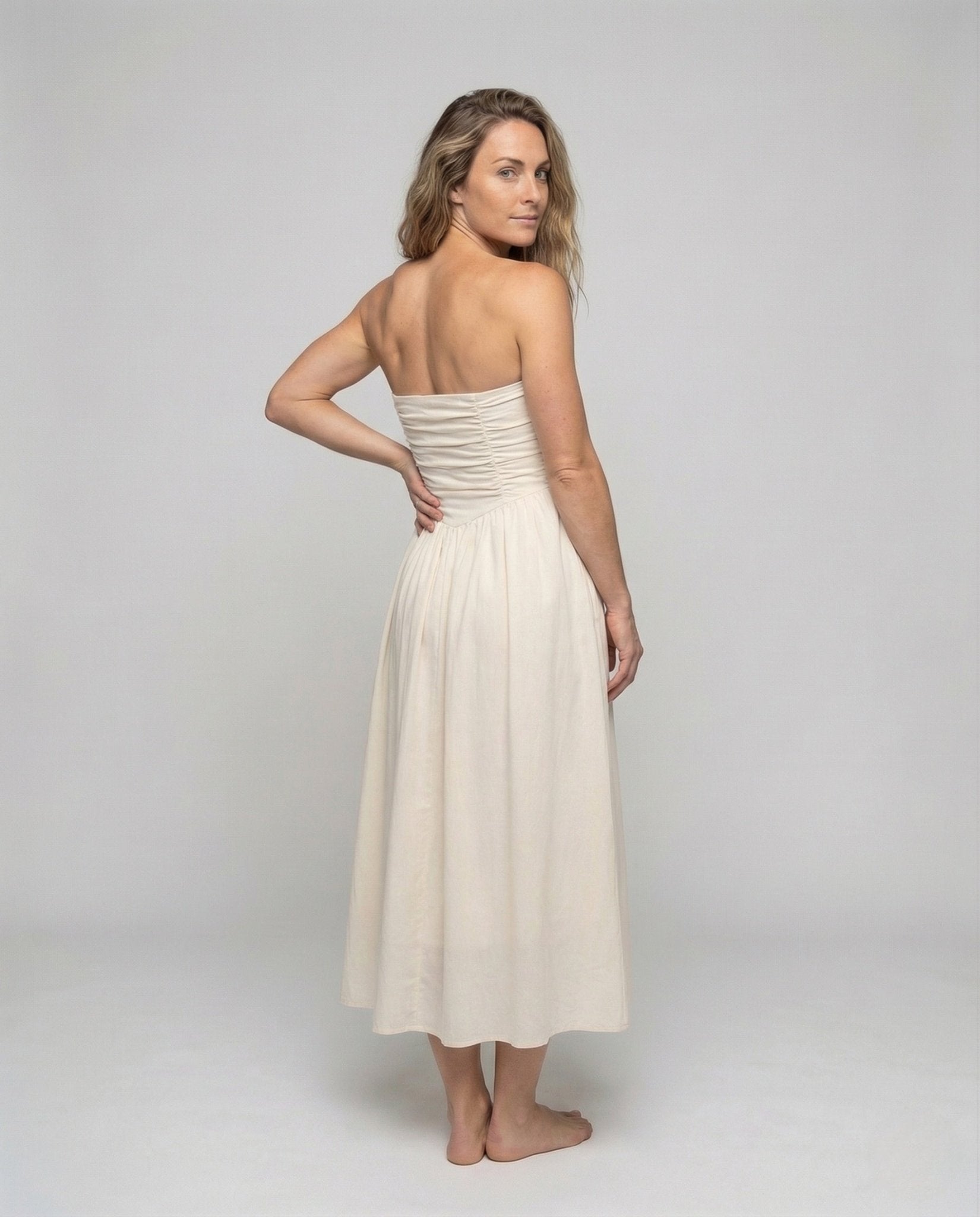 Women's Bandeau Maxi Dress with A-Line - Chichicherry