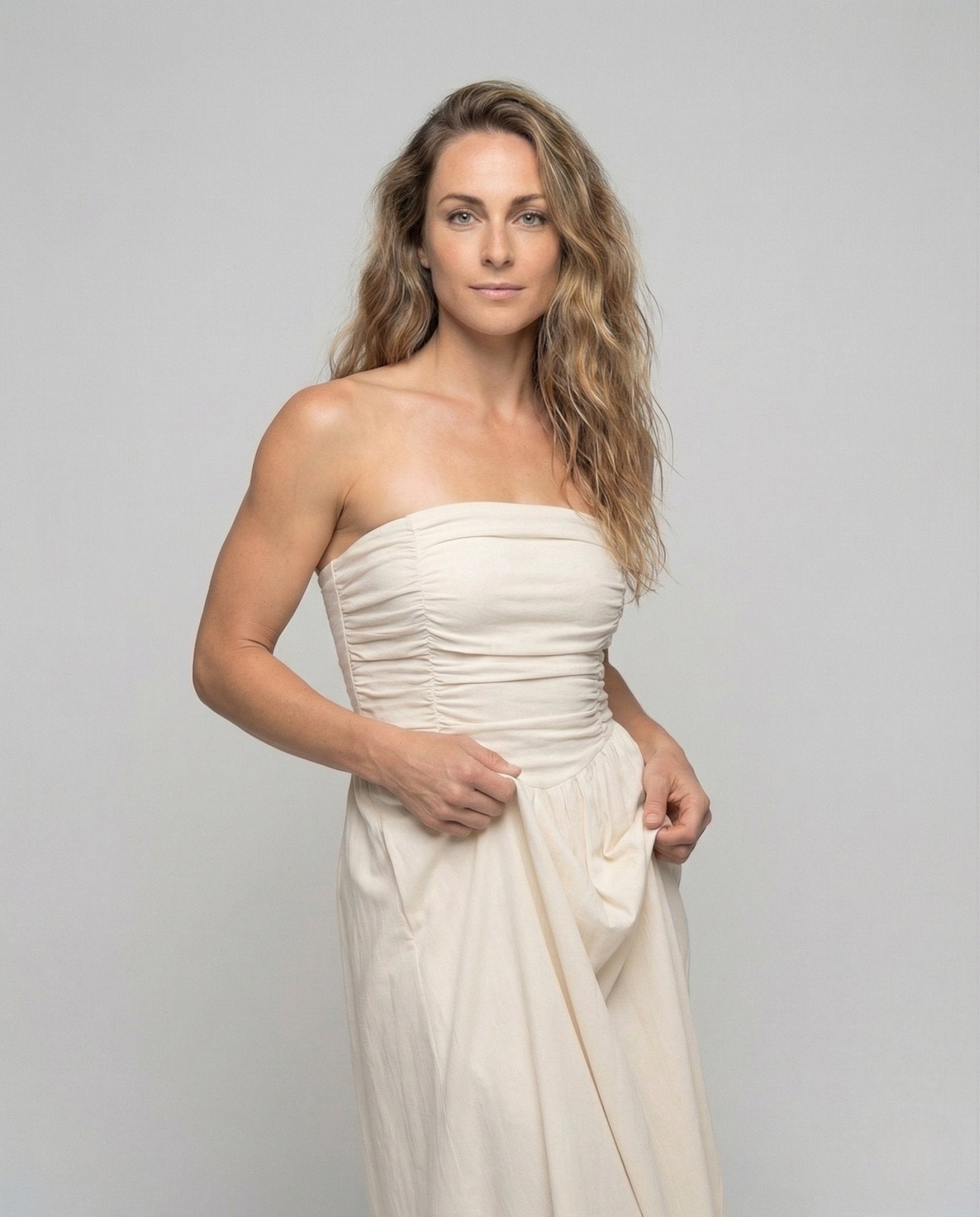 Women's Bandeau Maxi Dress with A-Line - Chichicherry