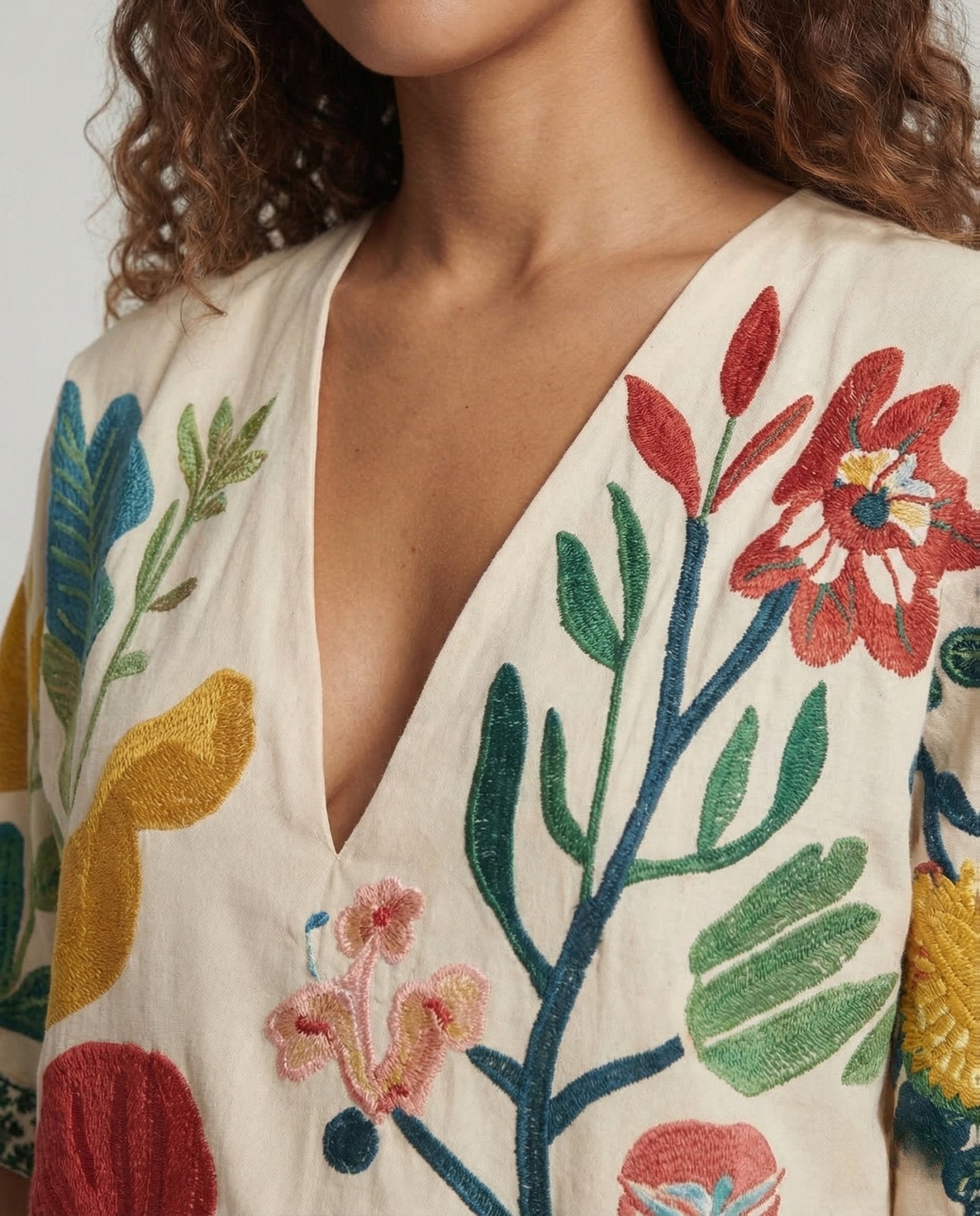Women's Beach Kaftan Tunic V Neck - Chichicherry