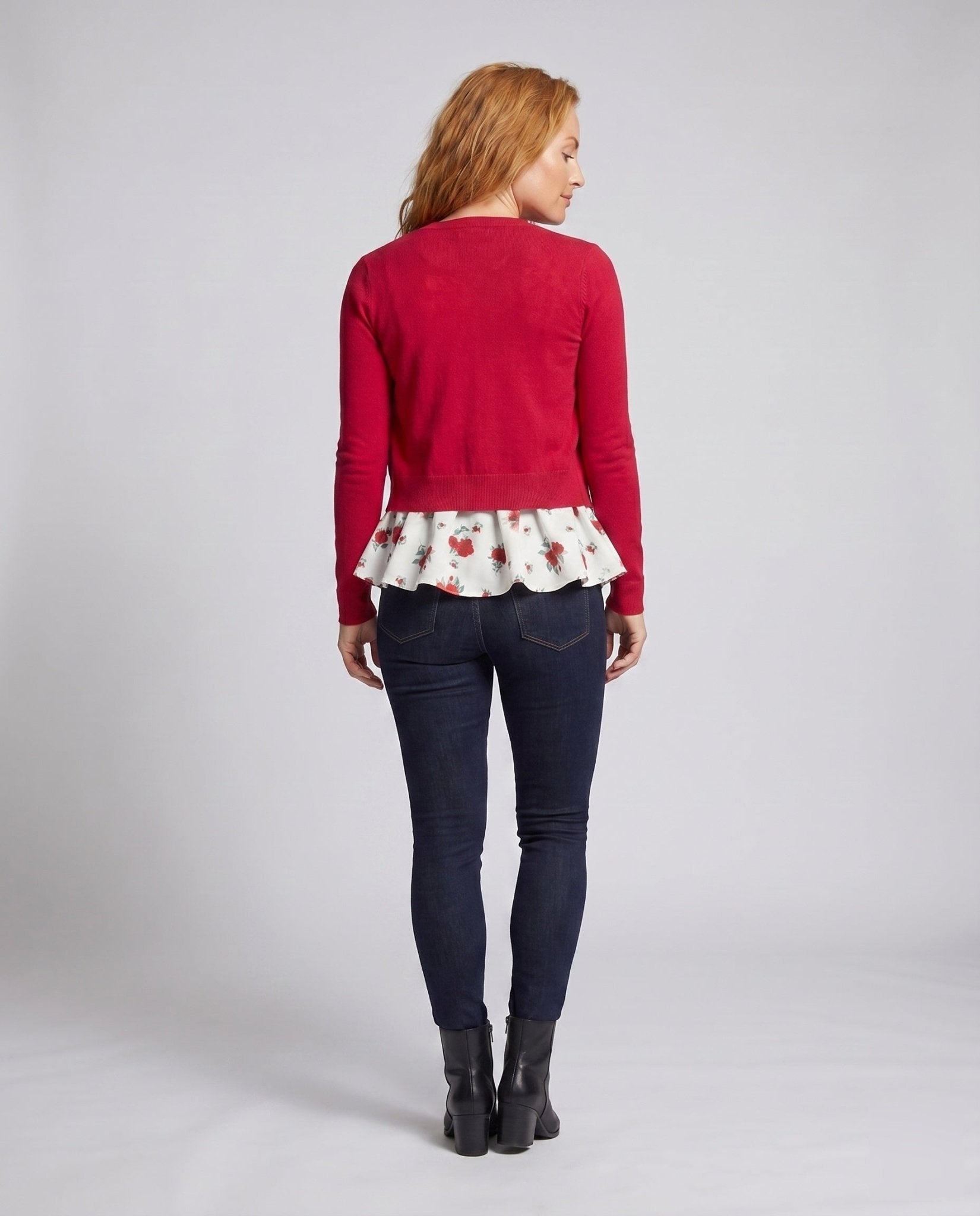 Women’s blouse shirt with floral peplum design and charming ruffle accents - Chichicherry