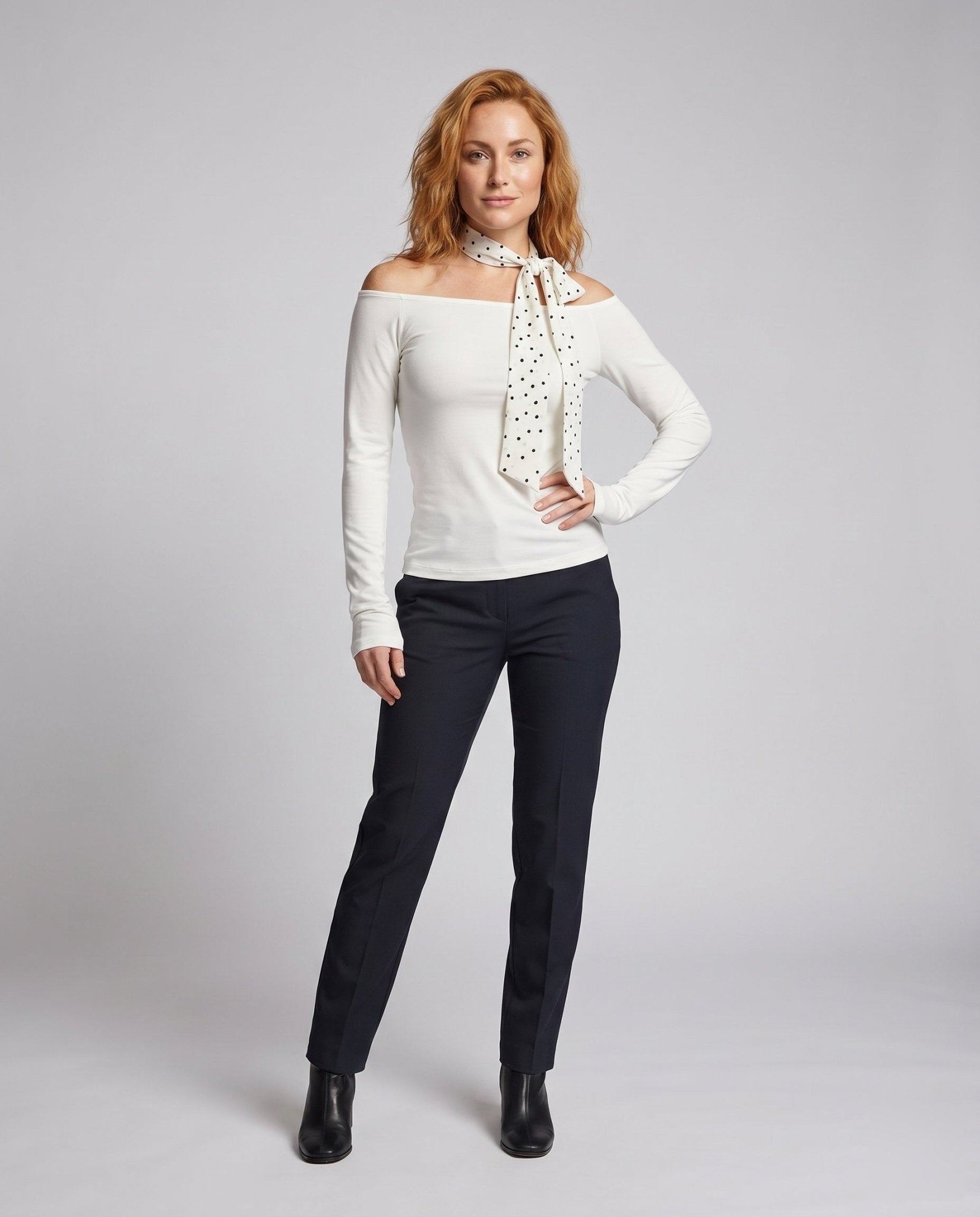 Women’s blouse top with decorative bow accent and open shoulders - Chichicherry