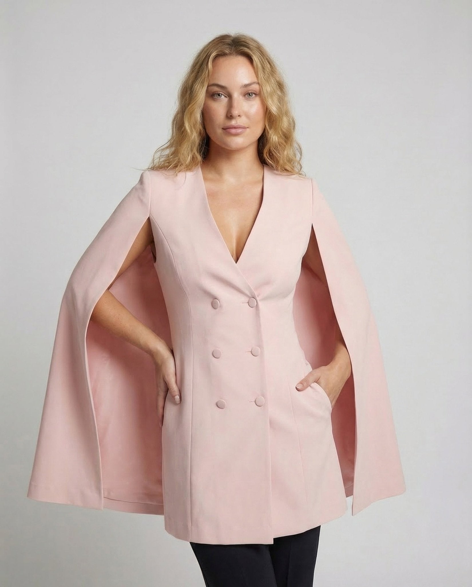 Women's Cape Blazer Dress Double Breasted - Chichicherry