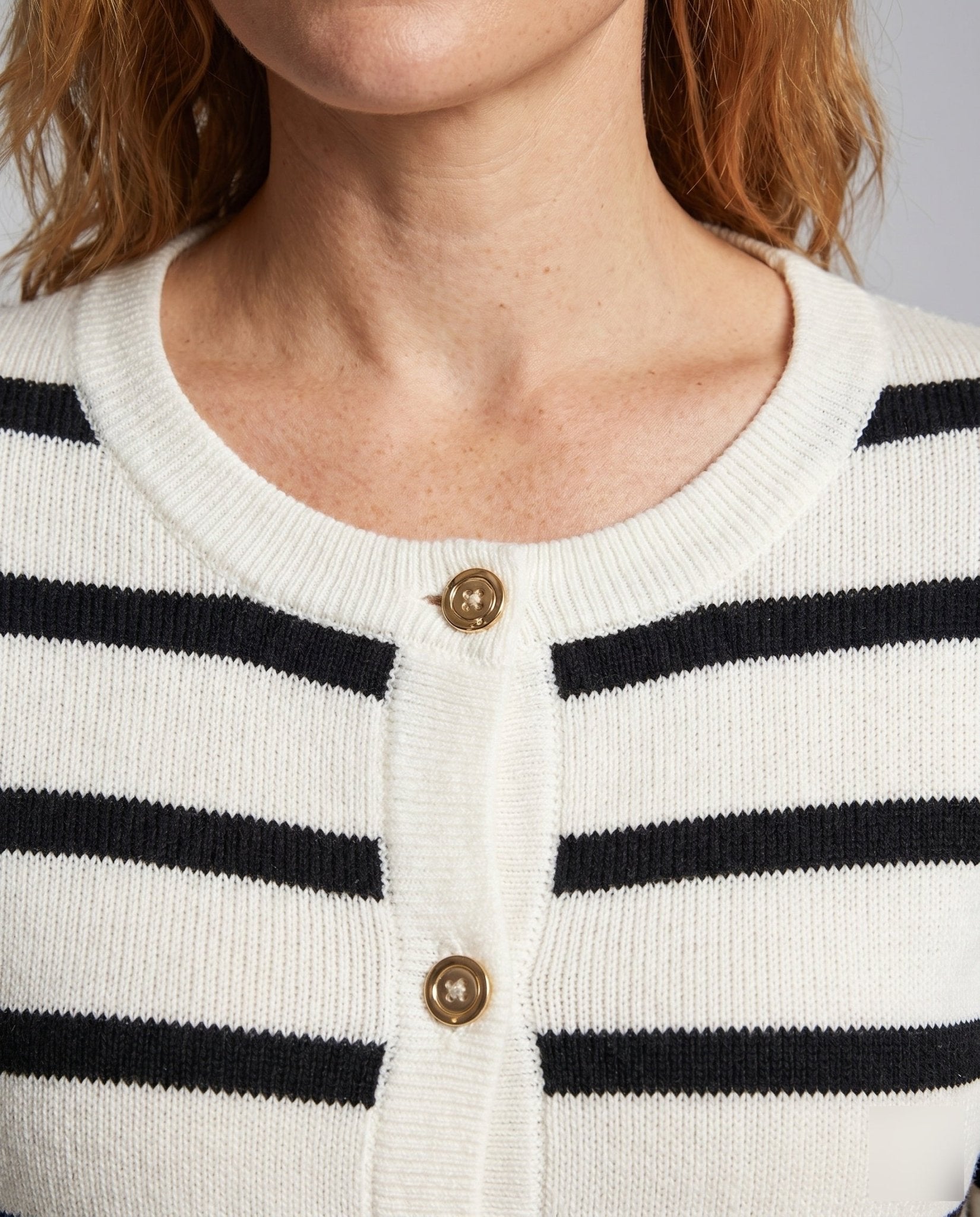 Women's cardigan with maritime stripes and button-down front - Chichicherry