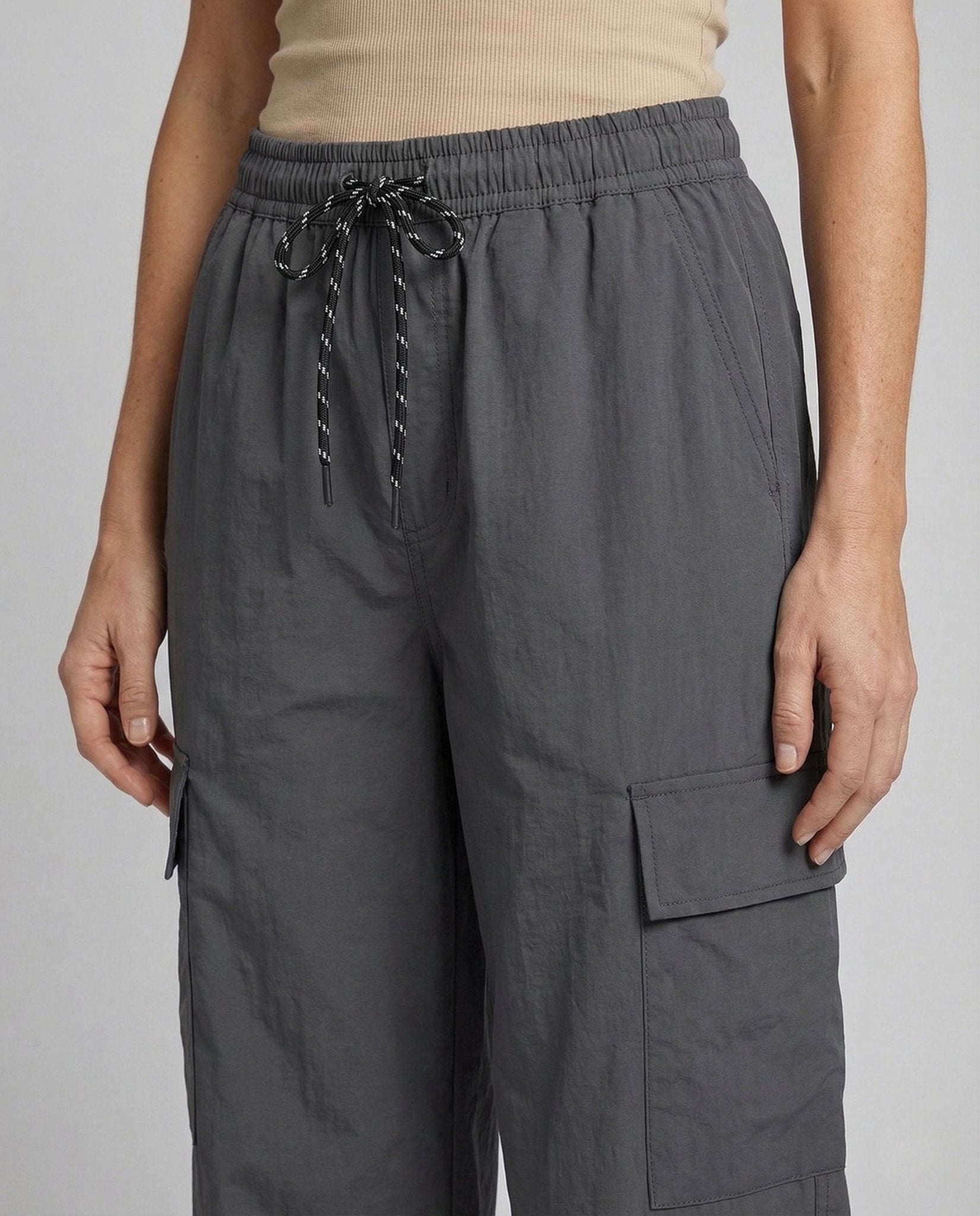 Women's Cargo Pants High Waist with Elastic Waistband - Chichicherry