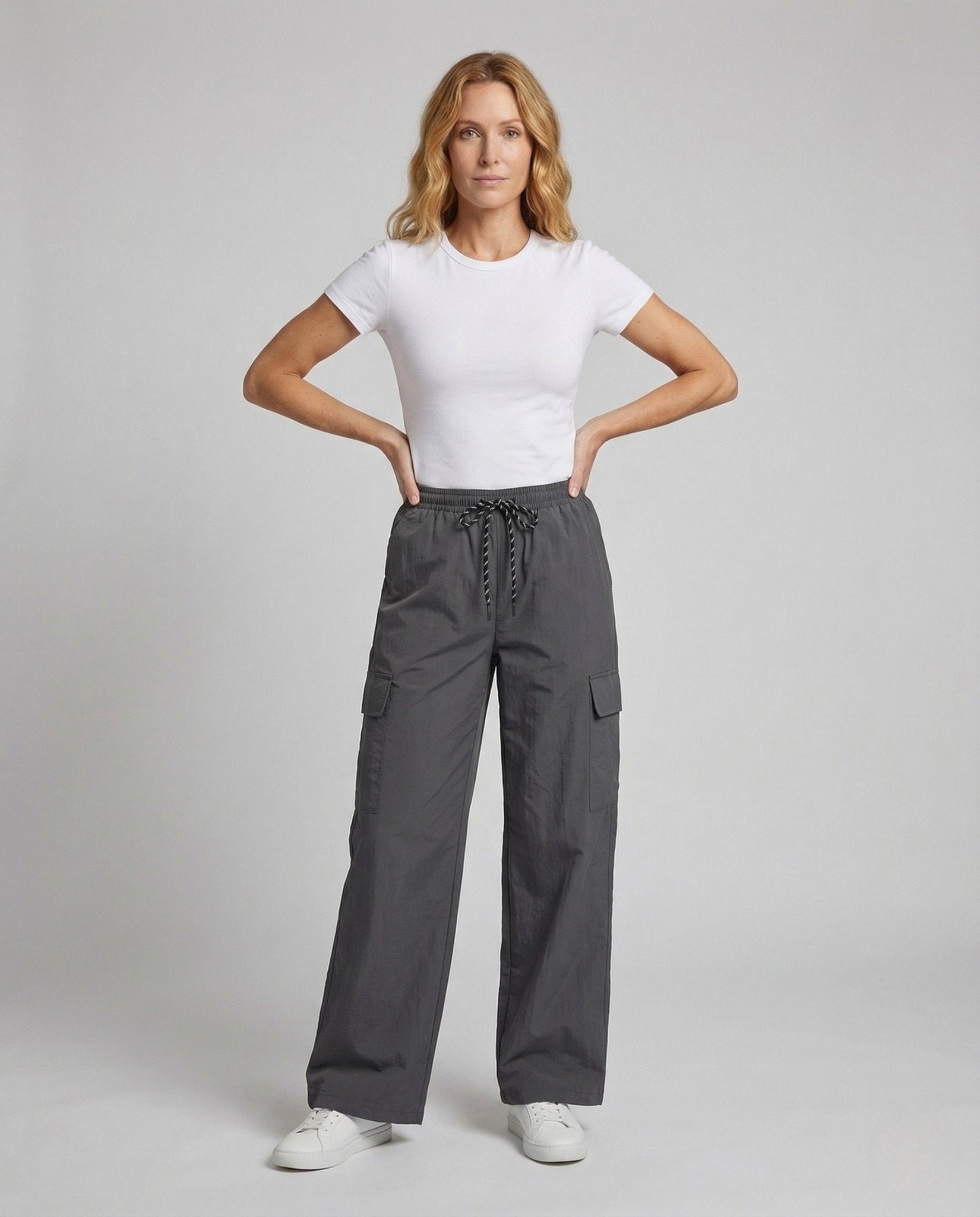 Women's Cargo Pants High Waist with Elastic Waistband - Chichicherry