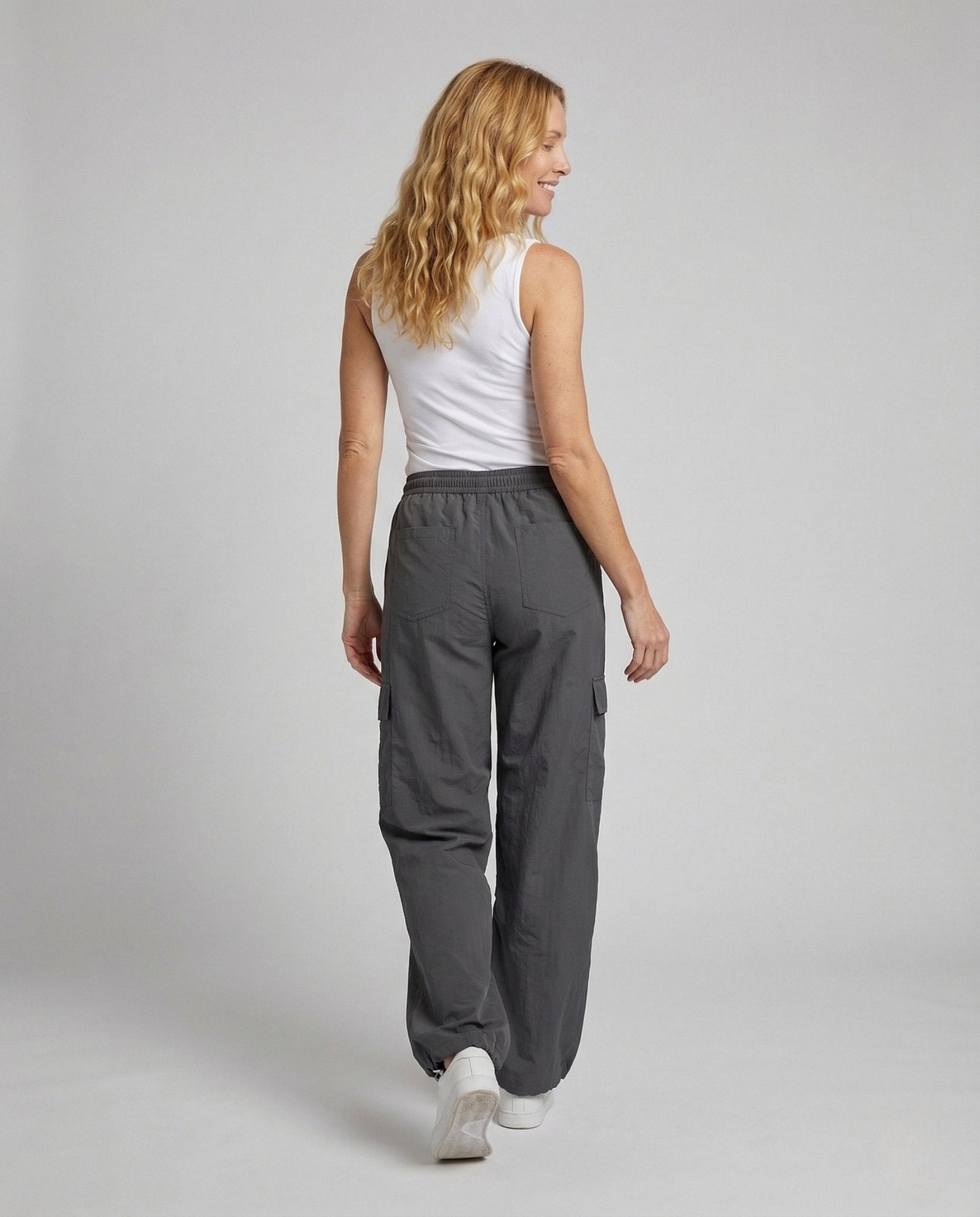 Women's Cargo Pants High Waist with Elastic Waistband - Chichicherry