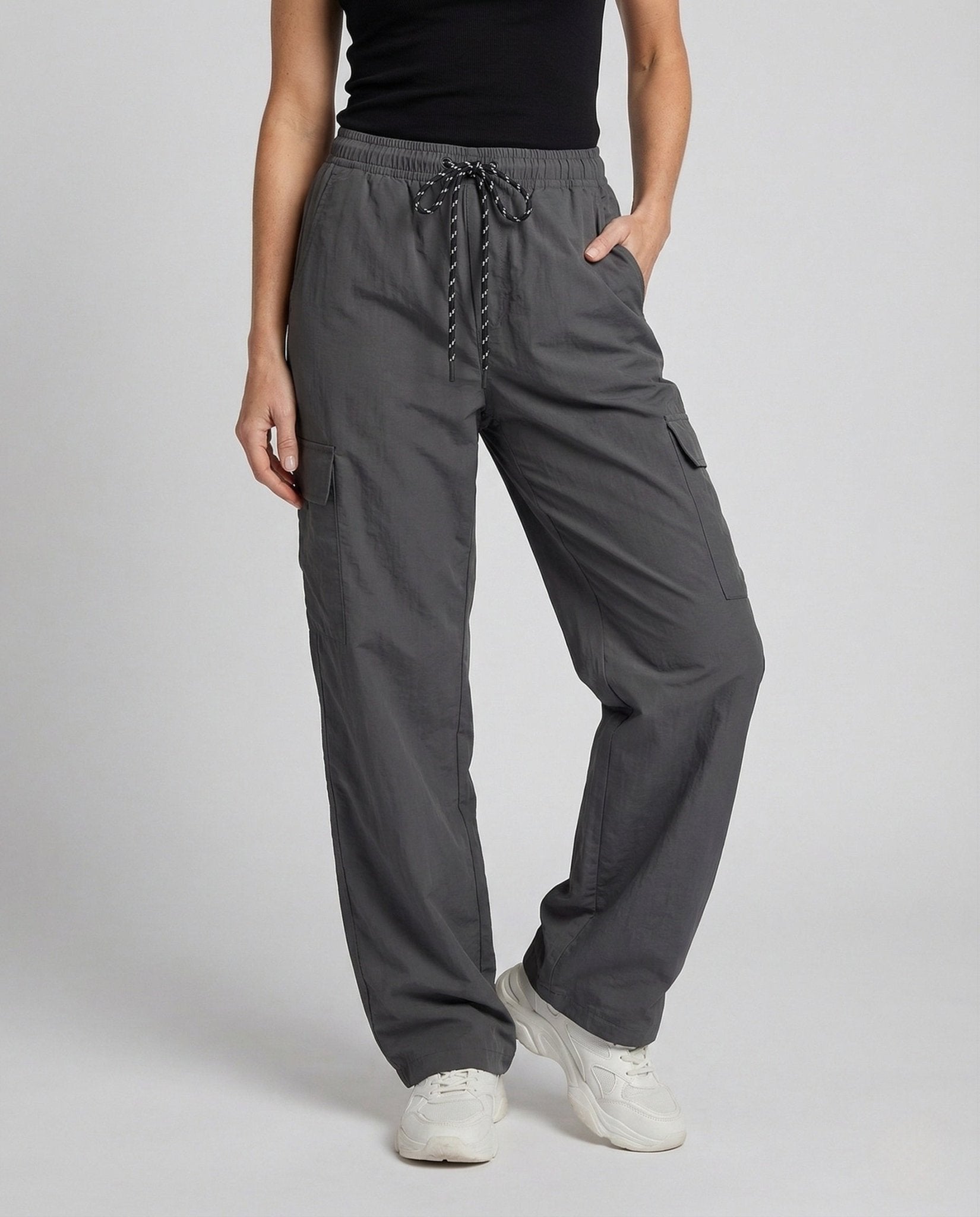 Women's Cargo Pants High Waist with Elastic Waistband - Chichicherry