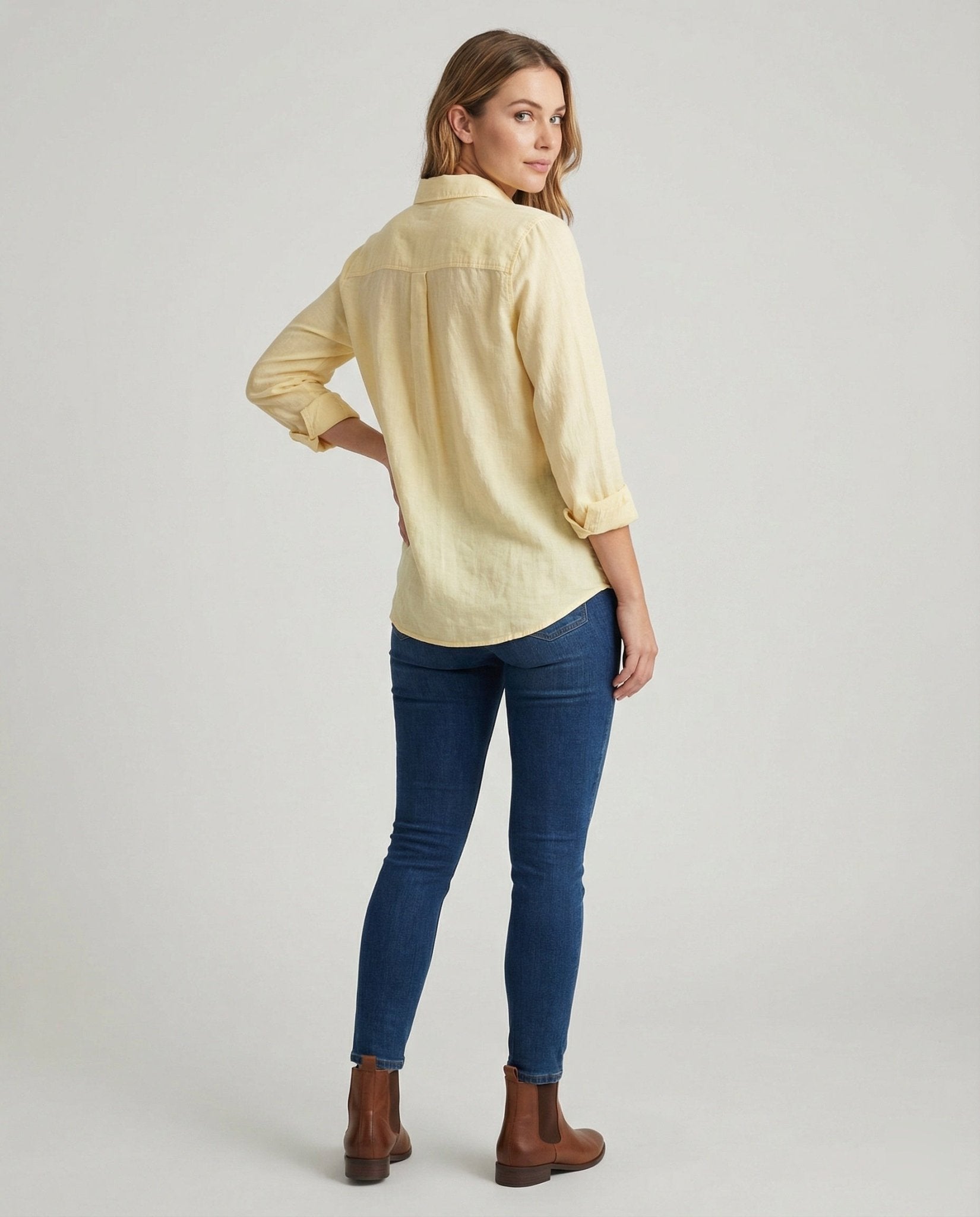 Women's Casual Linen Blouse with Button Placket - Chichicherry