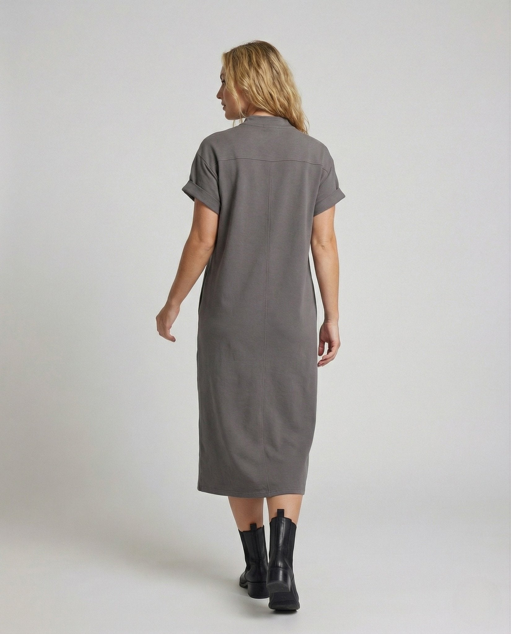 Women's casual midi dress with zipper - Chichicherry