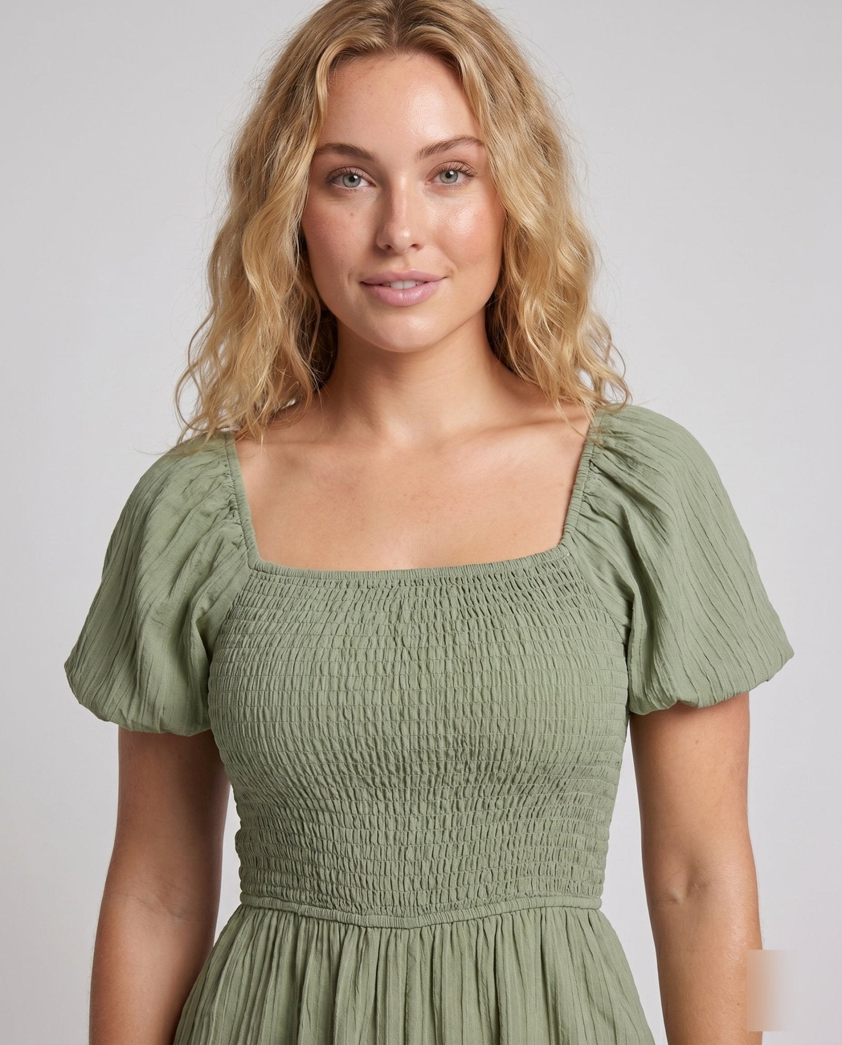 Women's Casual Pleated Jumpsuit with Puff Sleeves and Lovely Ruffles - Chichicherry