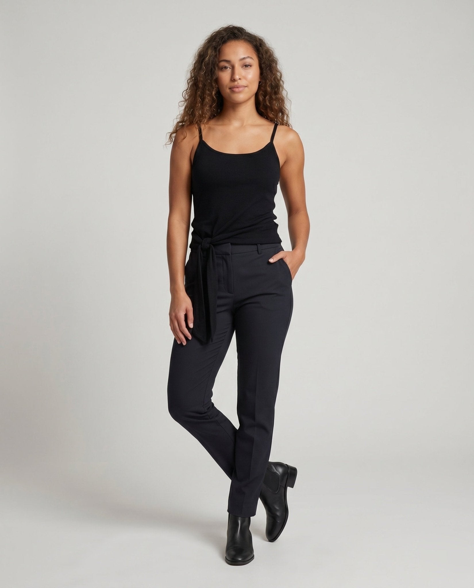 Women's casual top with tie belt and chic layered look - Chichicherry