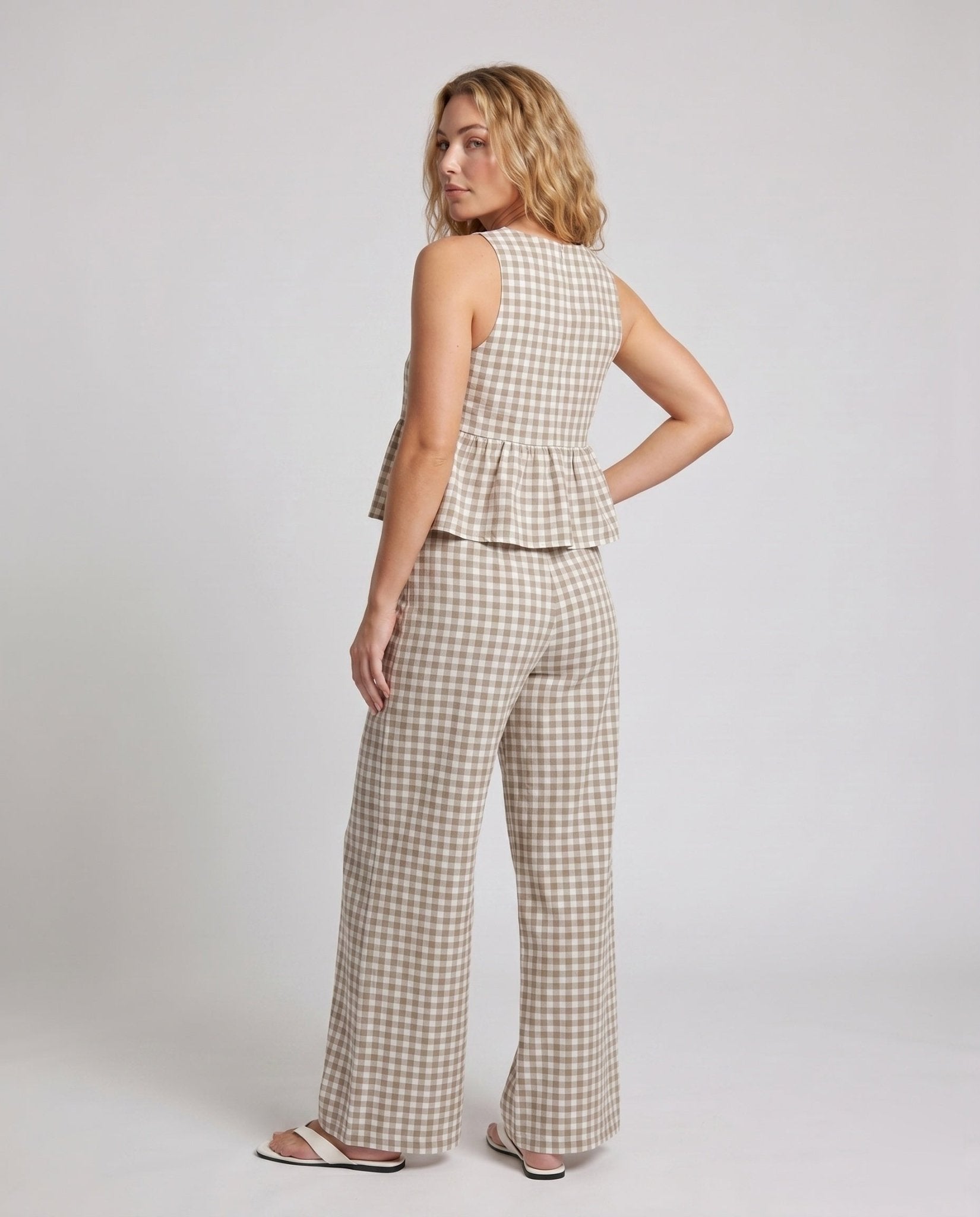 Women's casual two-piece set with voluminous top and wide-cut pants - Chichicherry