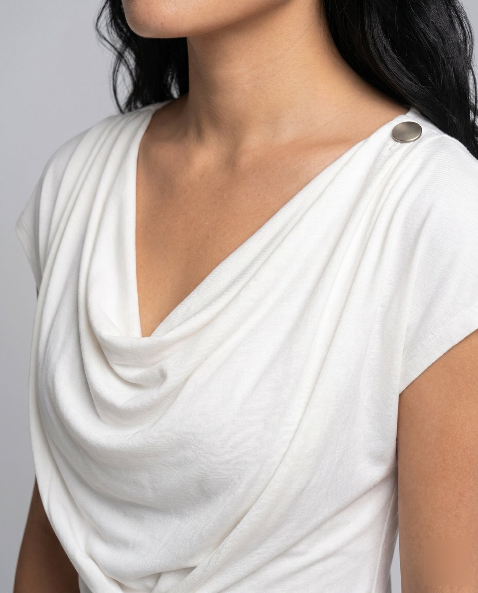 Women's casual wrap shirt with decorative button design - Chichicherry