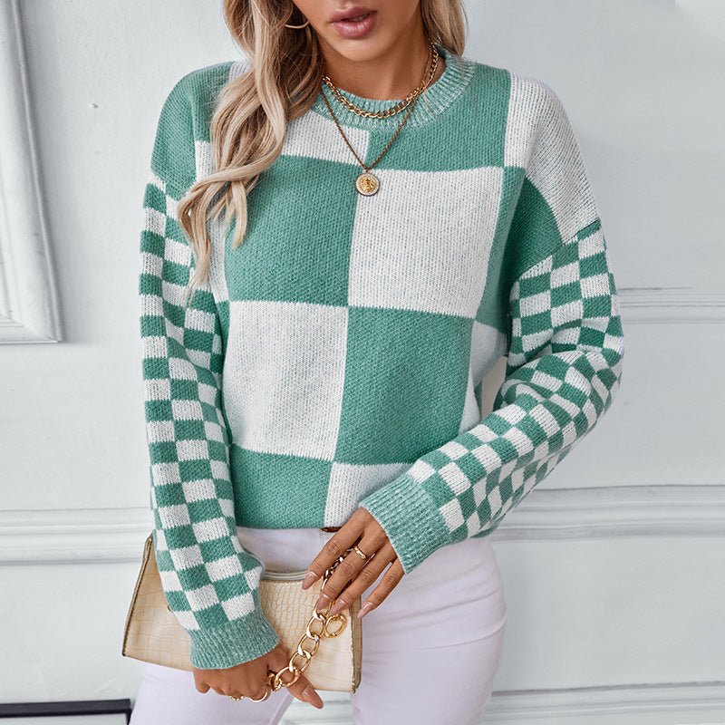 Women's Checkerboard Knit Sweater