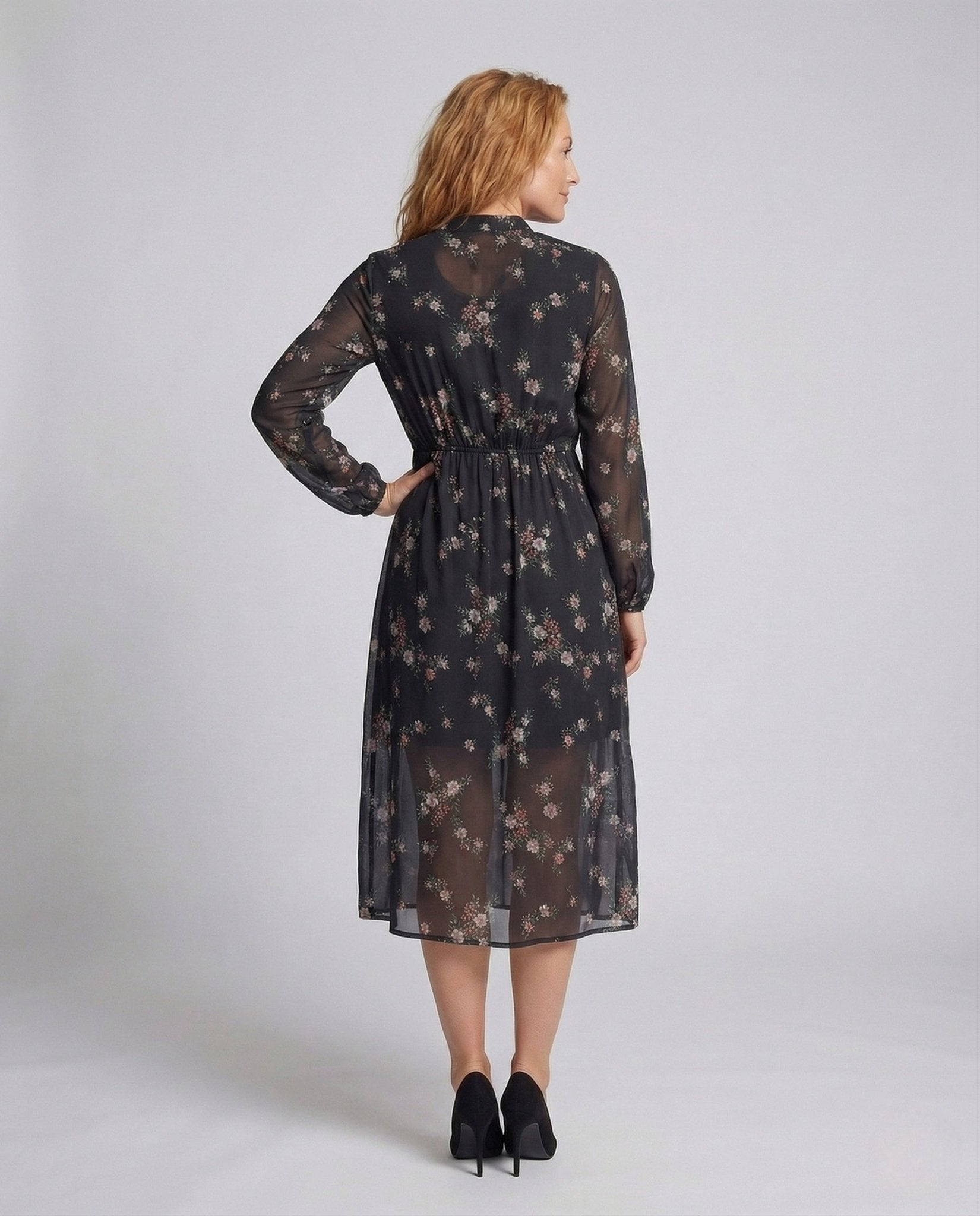 Women's Chiffon Maxi Dress Flowers A Line - Chichicherry