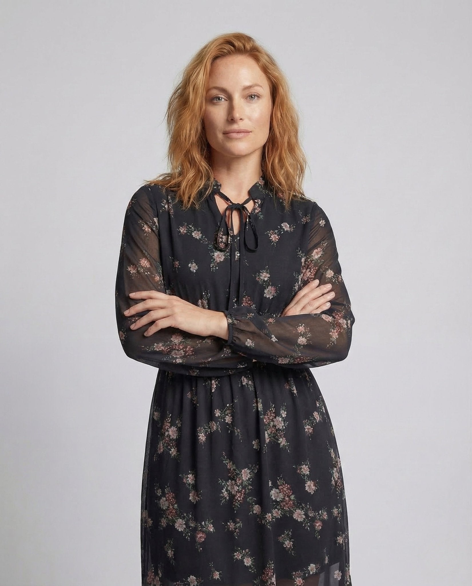 Women's Chiffon Maxi Dress Flowers A Line - Chichicherry